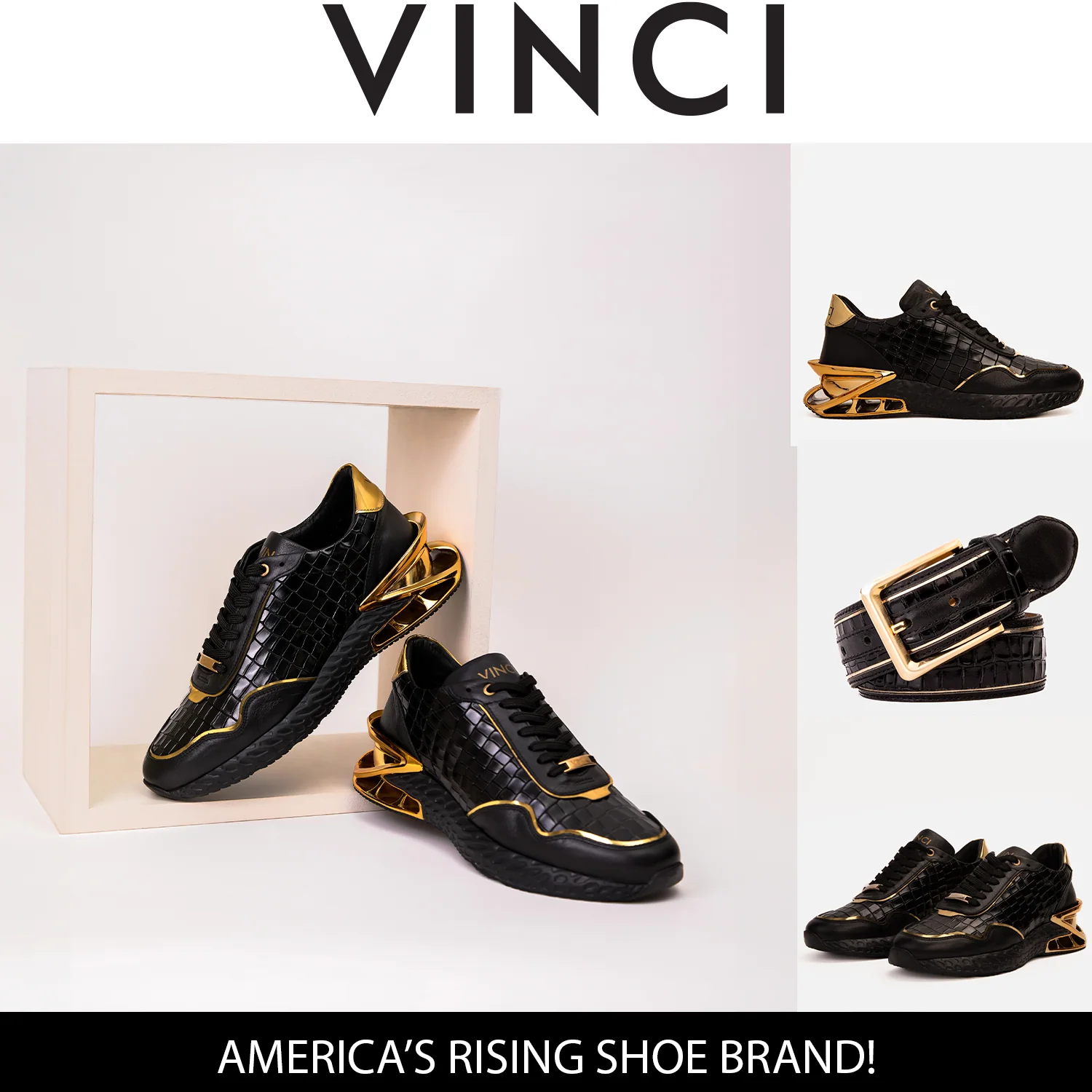 The Bellagio Black & Gold Leather Men Sneaker - Image 12