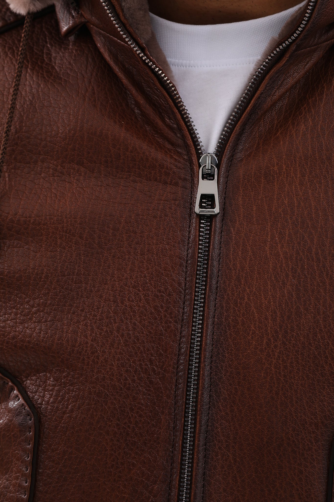 The Bergamo Brown Shearling Leather Men Jacket - Image 6