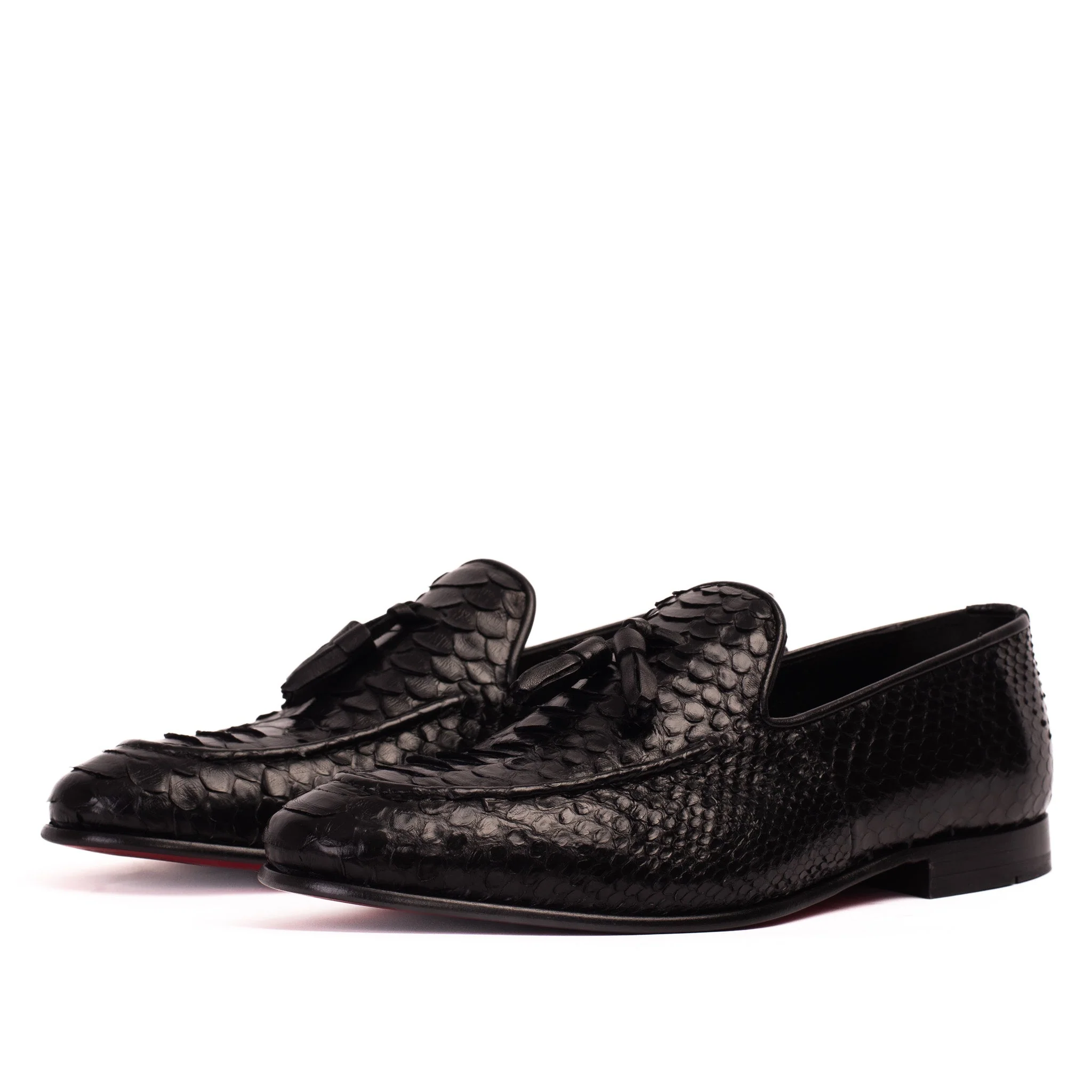 The Bethesda Black Pyhtn Skin Leather Tassel Loafer Men  Shoe - Image 7