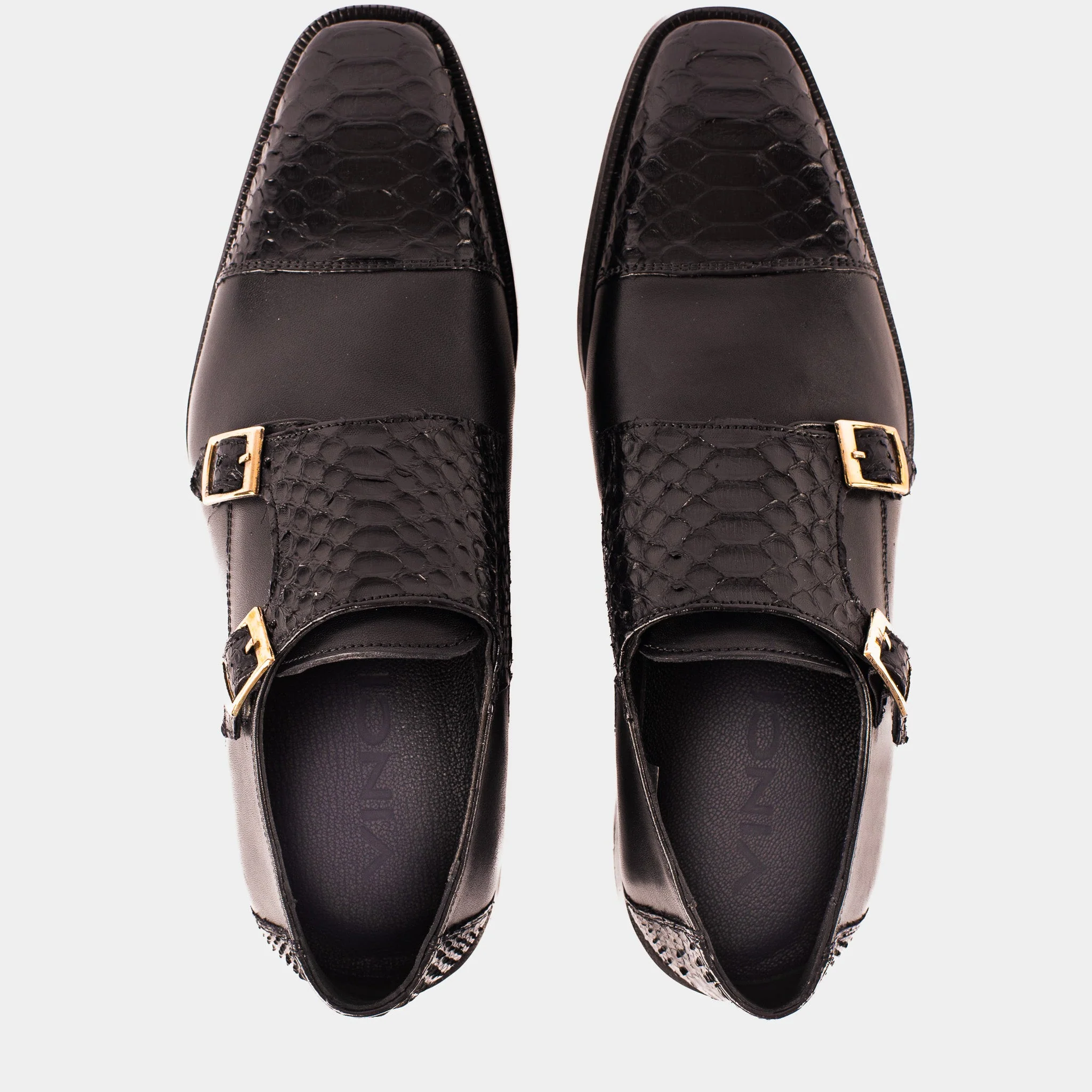The Bishkek Black Leather Cap Toe Double Monk Strap Men Shoe - Image 5
