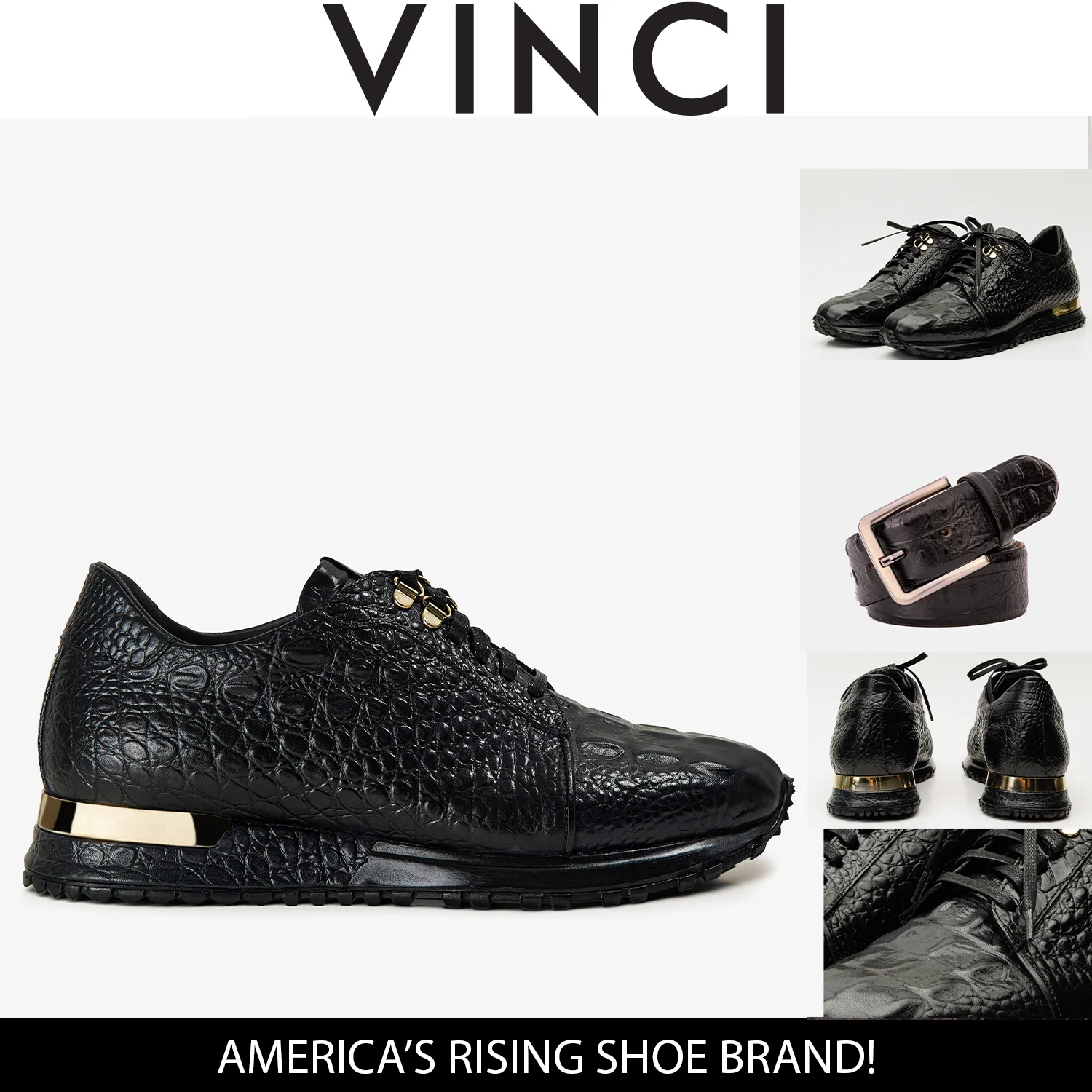 The Bomba Black Crocodile Leather Men Sneaker - Image 5