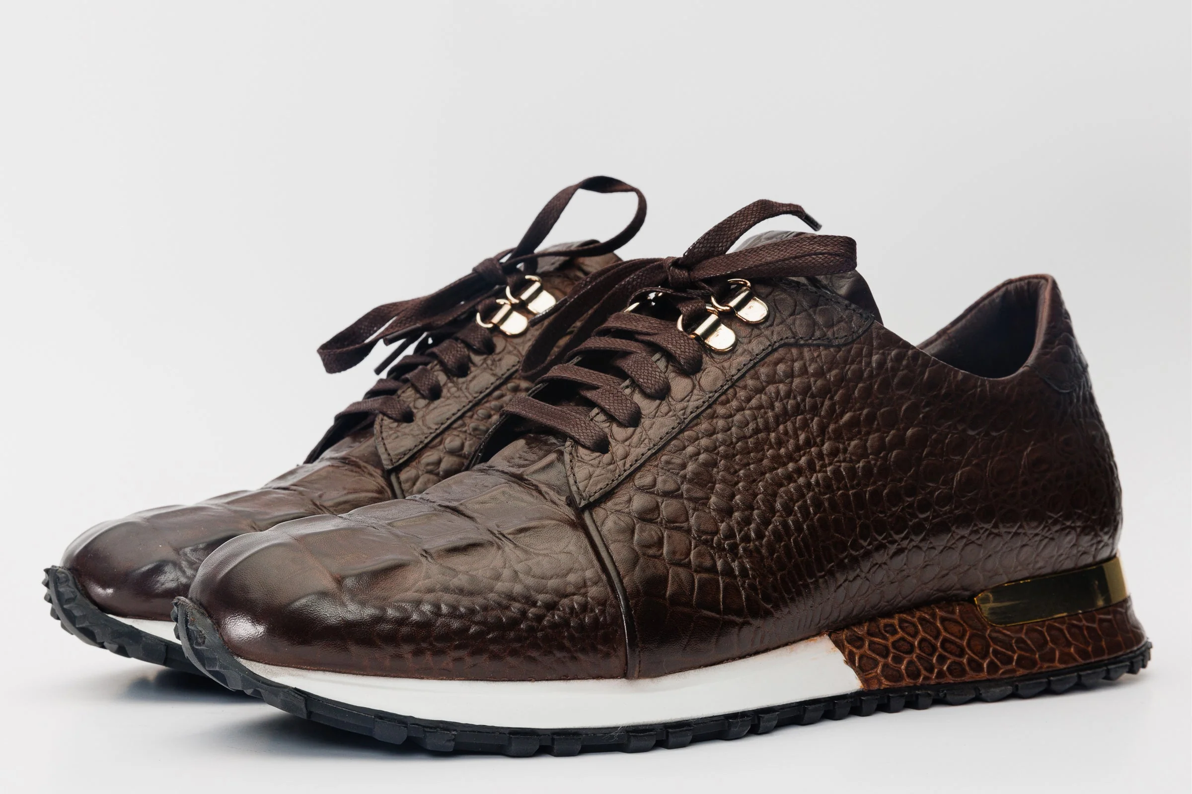 The Bomba Brown Crocodile Leather Men Sneaker - Image 2