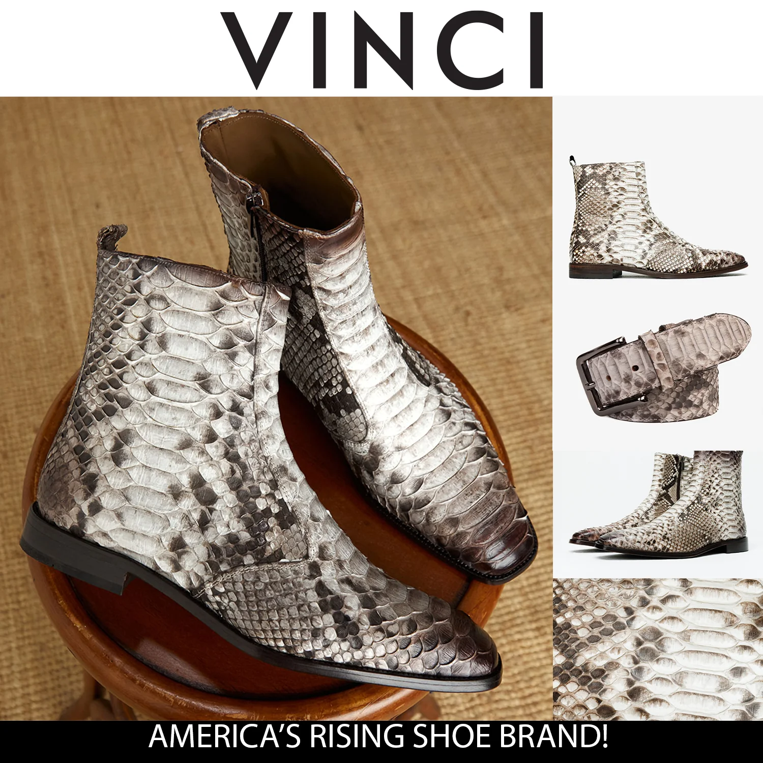 The Boss Natural Pythn Snk Zip-Up Leather Men Boot Limited Edition - Image 3