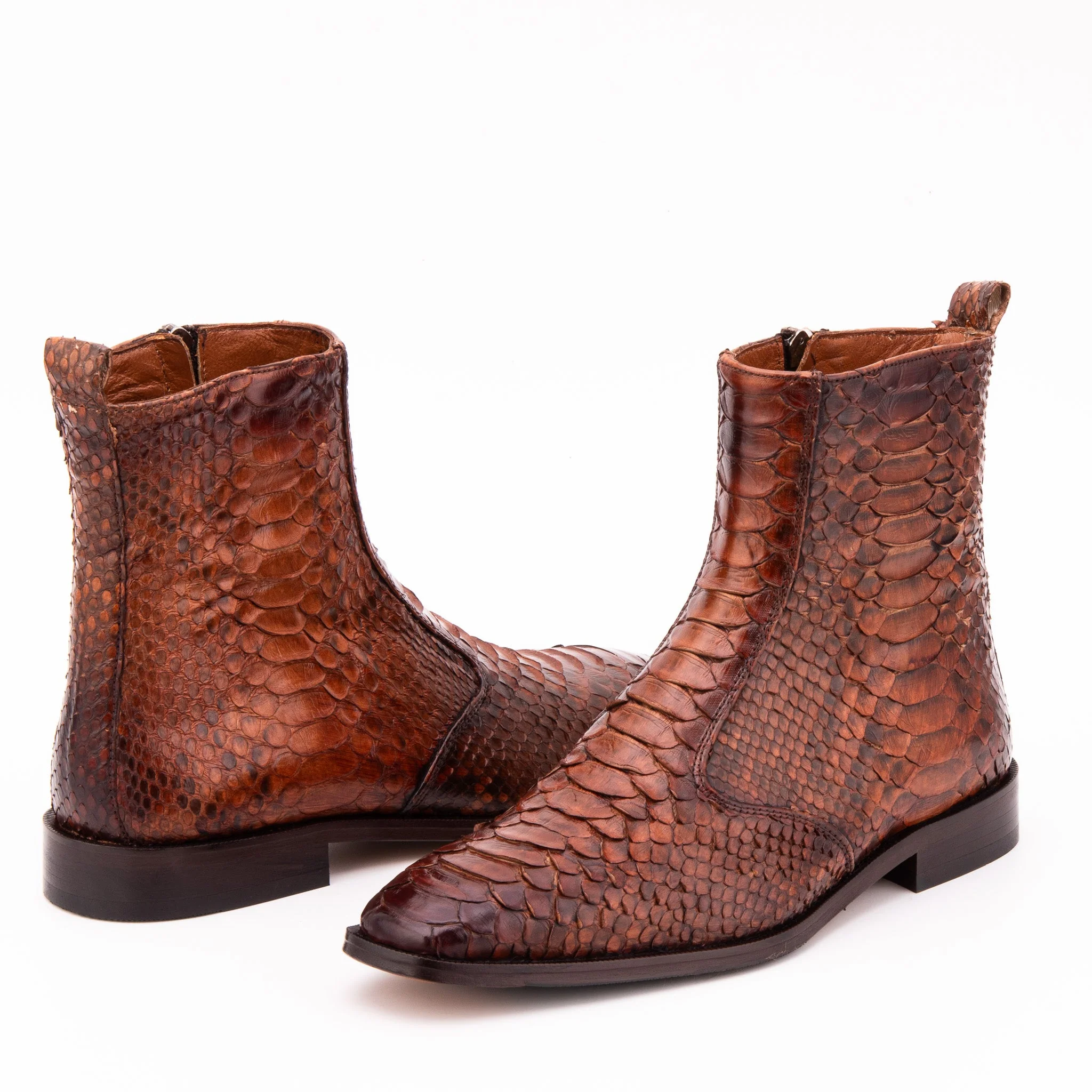 The Boss Tan Pythn Snk Zip-Up Leather Men Boot Limited Edition - Image 8