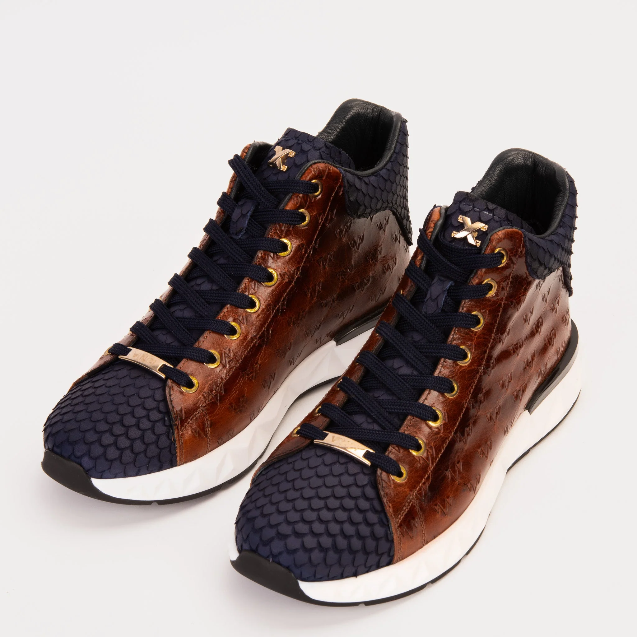 The Caesars Brown & Navy Leather High-Top Men Sneaker - Image 7