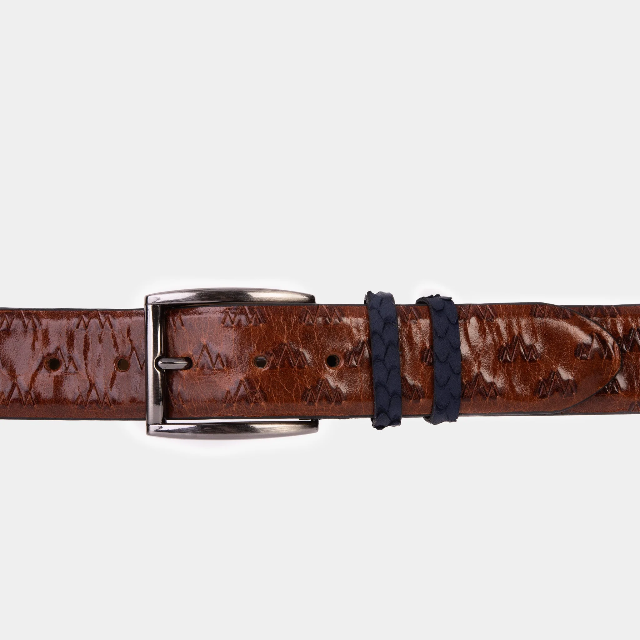 The Caesars Tan & Navy Leather Belt - Image 2