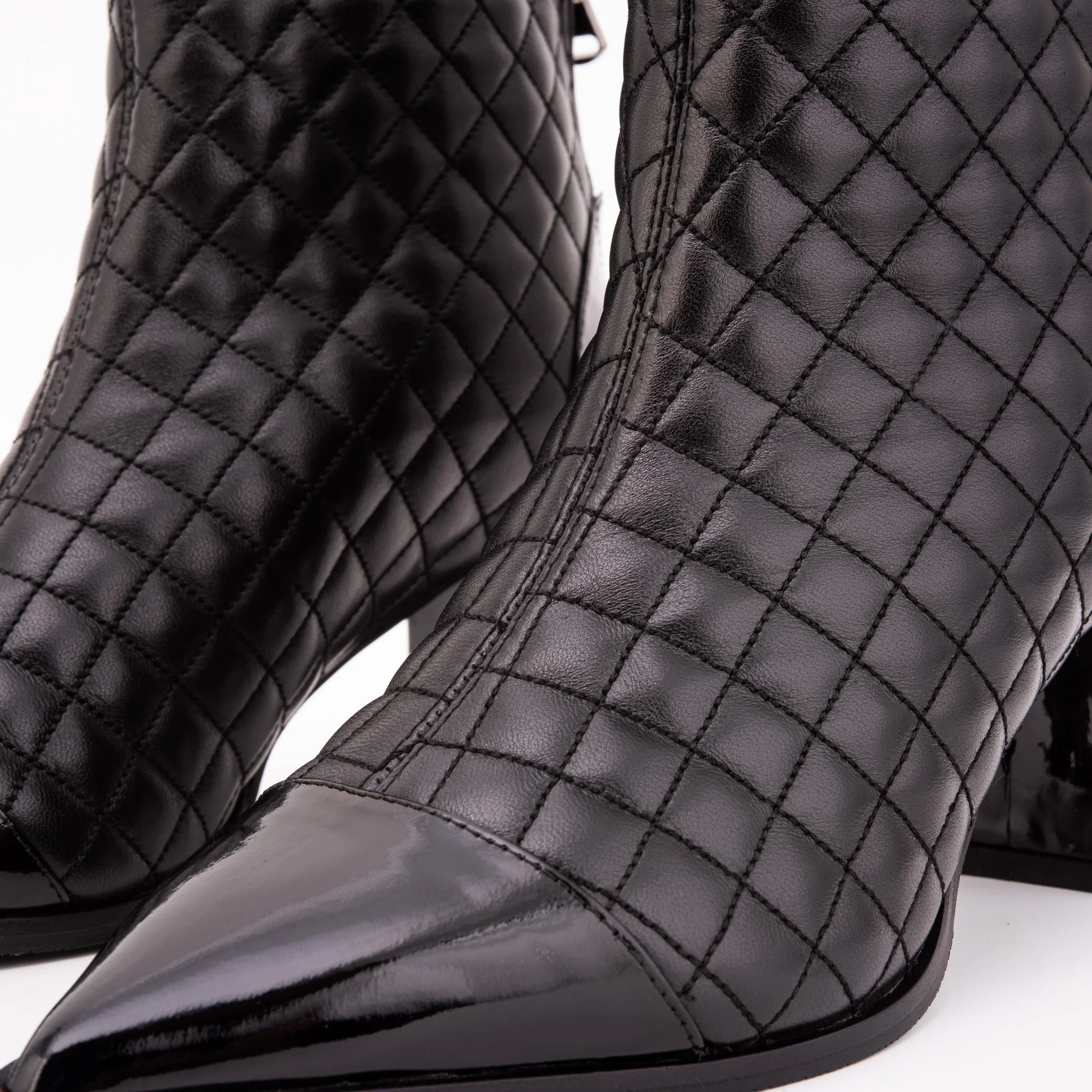 The Celeste Black Tip Quilted Leather Women’s Boot - Image 3