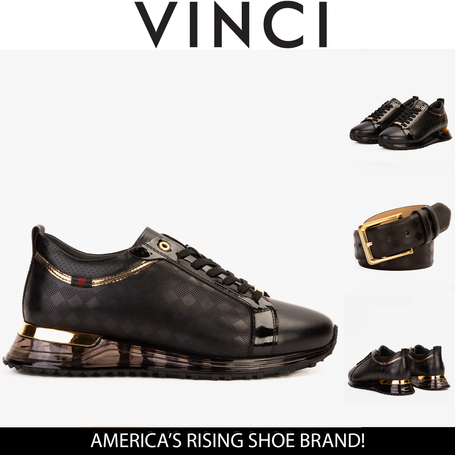 The Cenova Black & Gold Leather Men Sneaker - Image 4