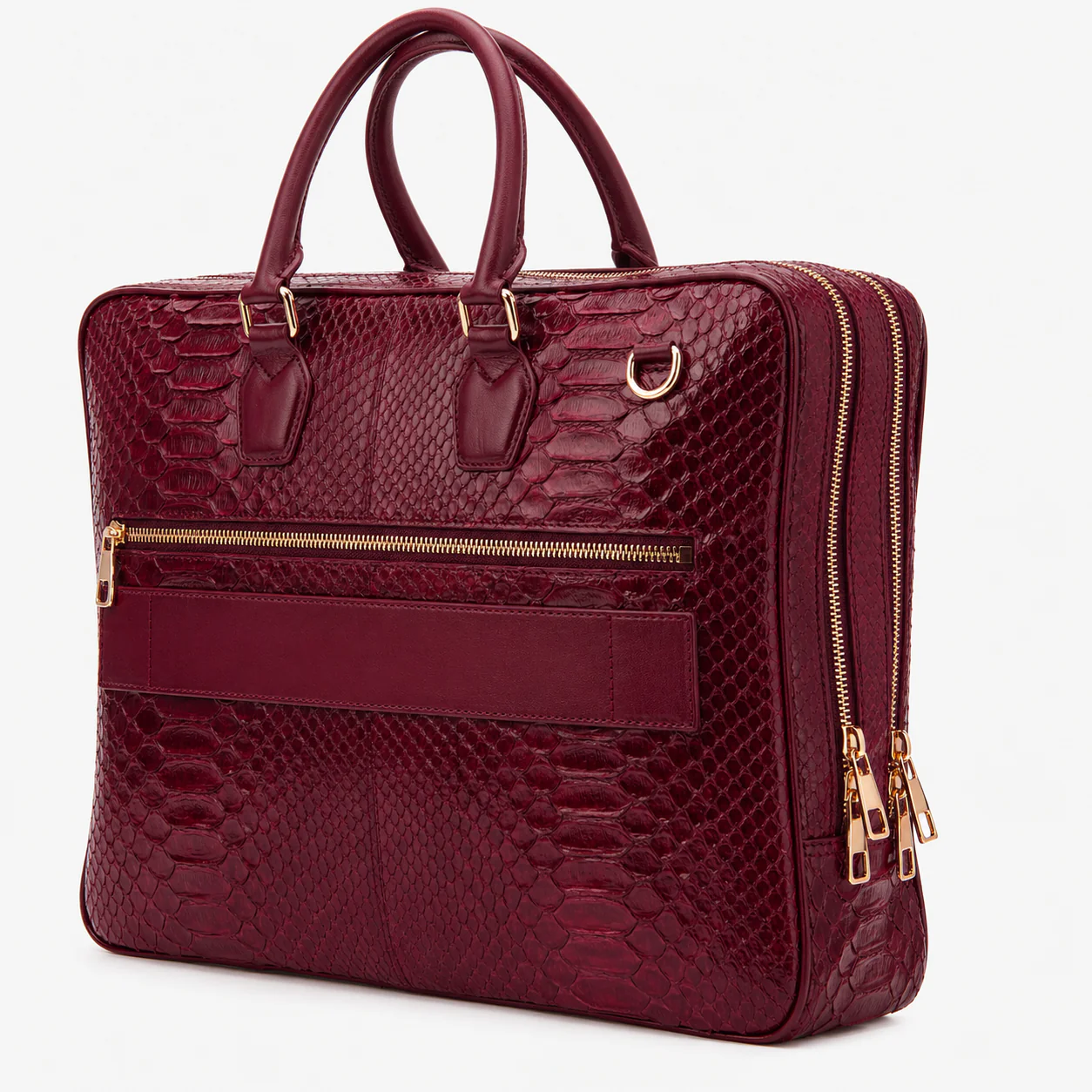 The Cortona Burgundy Python Leather Men’s Laptop Briefcase - Image 3