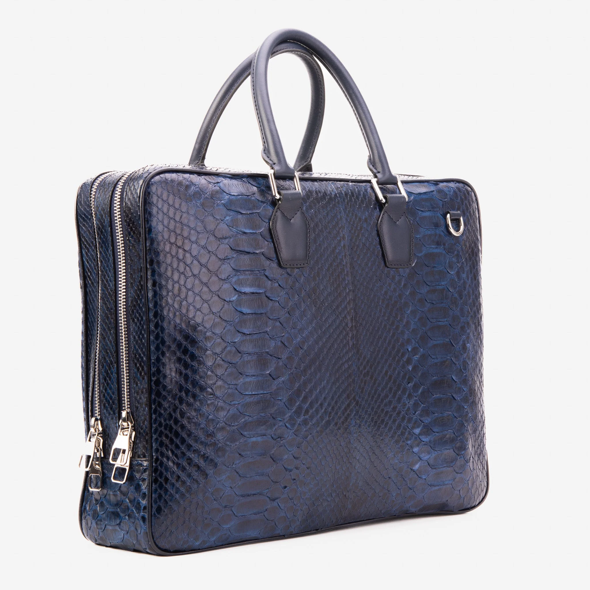 The Cortona Navy Blue Python Leather Men’s Laptop Briefcase - Image 6