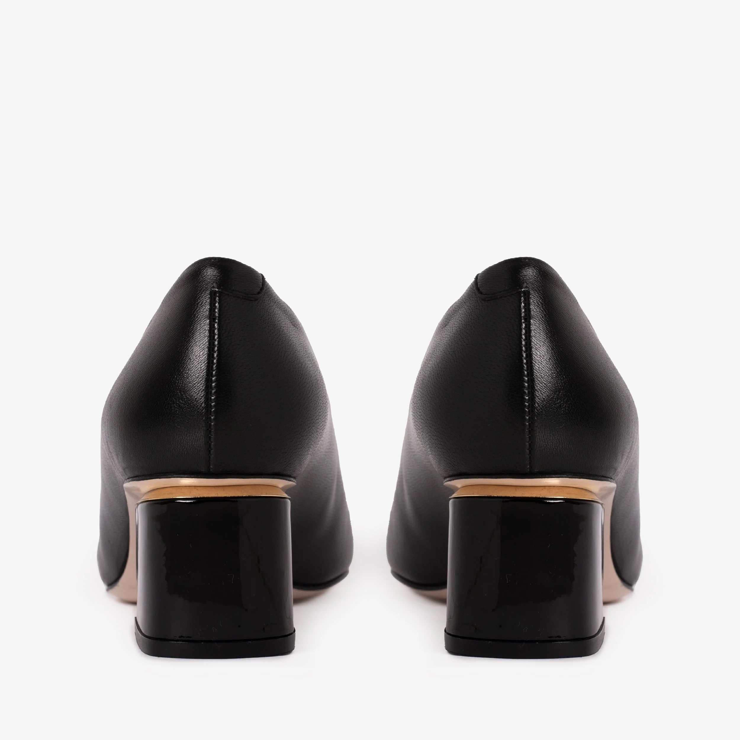 The Diva Black Leather Cap Toe Block Heel Pump Women Shoe - Image 5