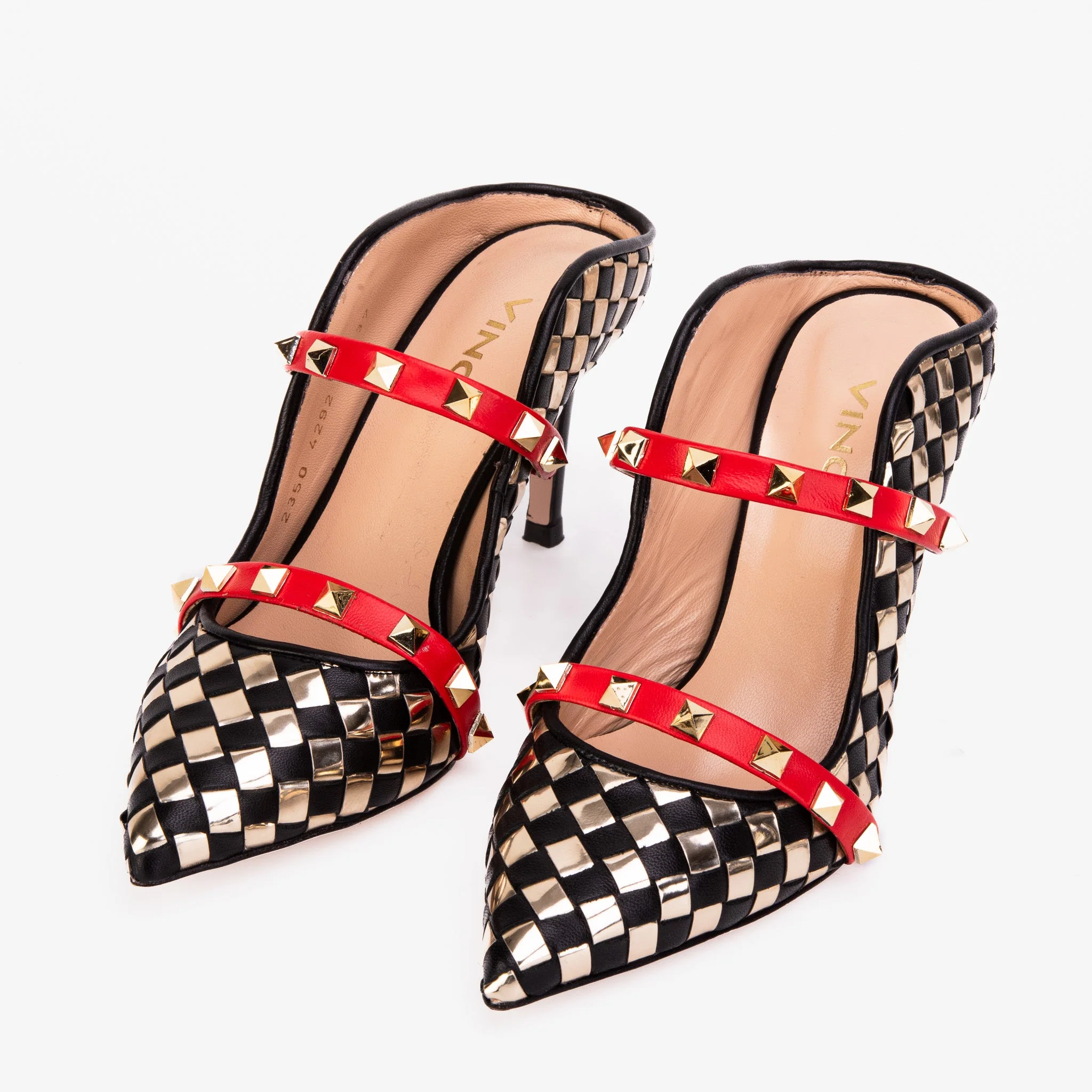 The Dosso Black Handwoven Leather Pointy Toe Women Sandal - Image 6