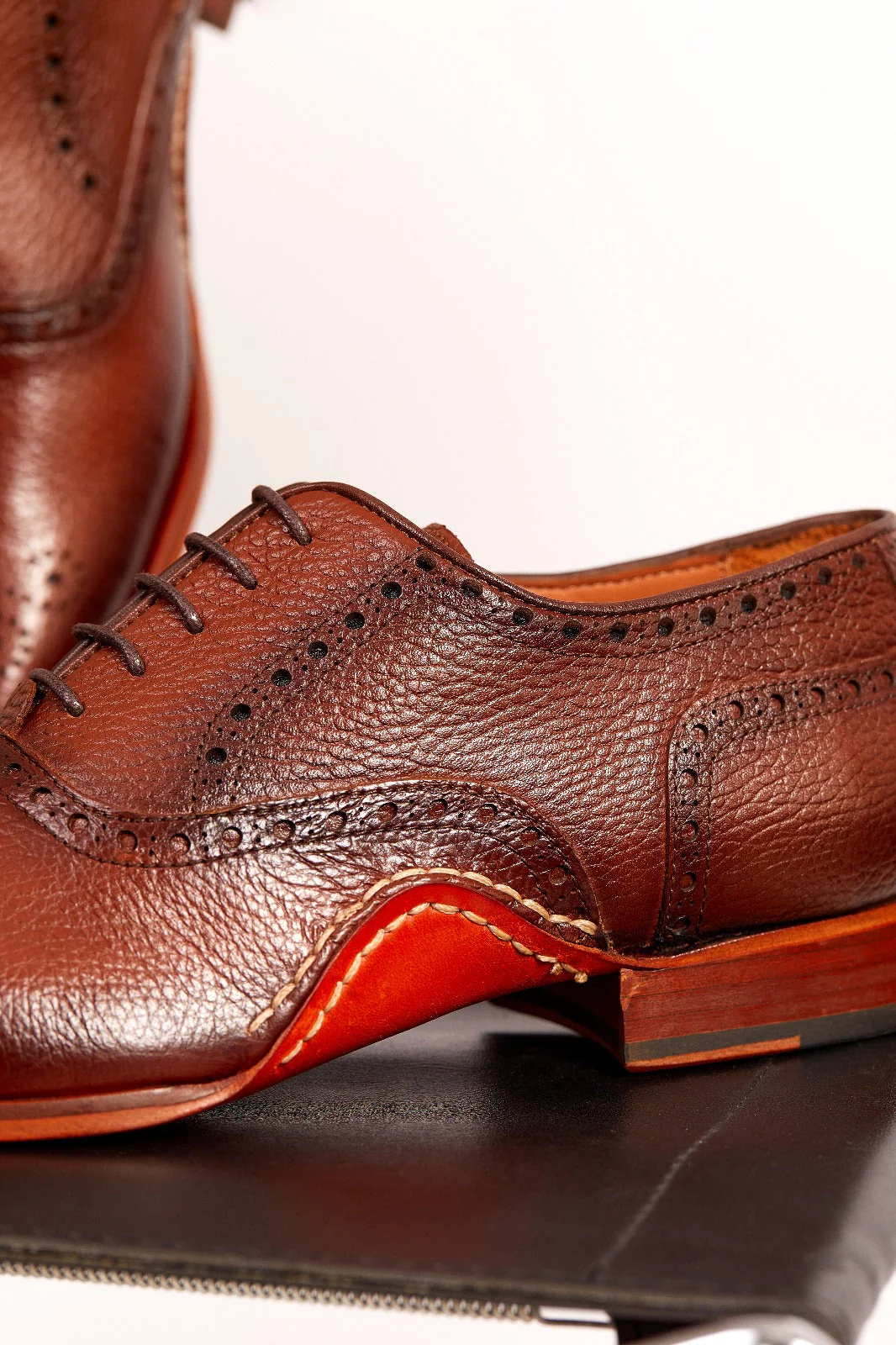 The Draco Handmade Tan Semi Brogue Oxford Men Shoe - Image 10