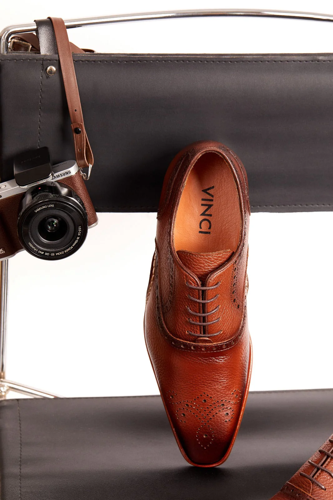 The Draco Handmade Tan Semi Brogue Oxford Men Shoe - Image 9
