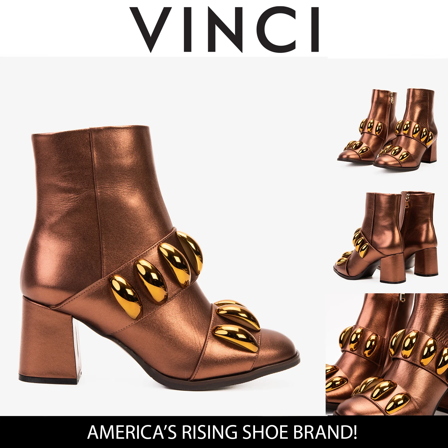 The Eclipse Rose Gold Leather Women Boot - Image 6