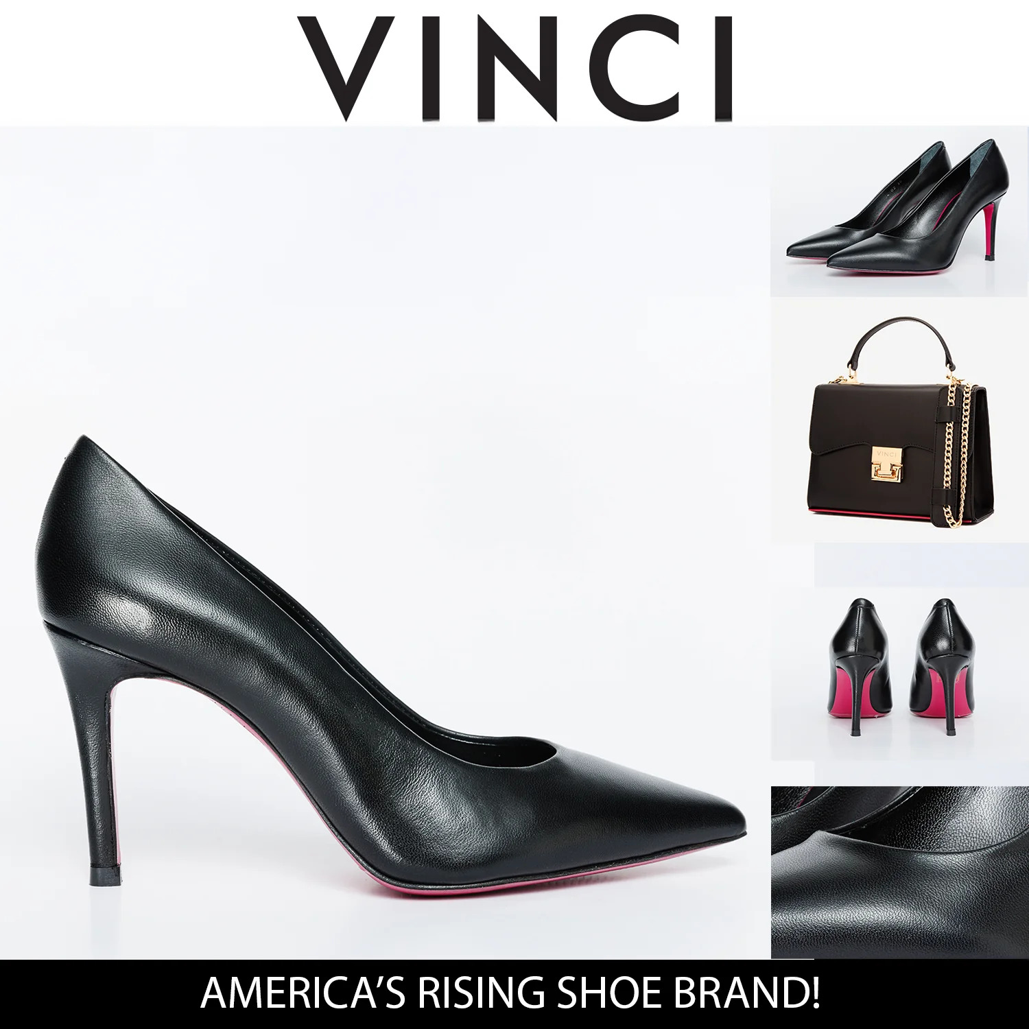The Ege Black Leather Pump Fuchsia Sole Women Shoe - Image 5