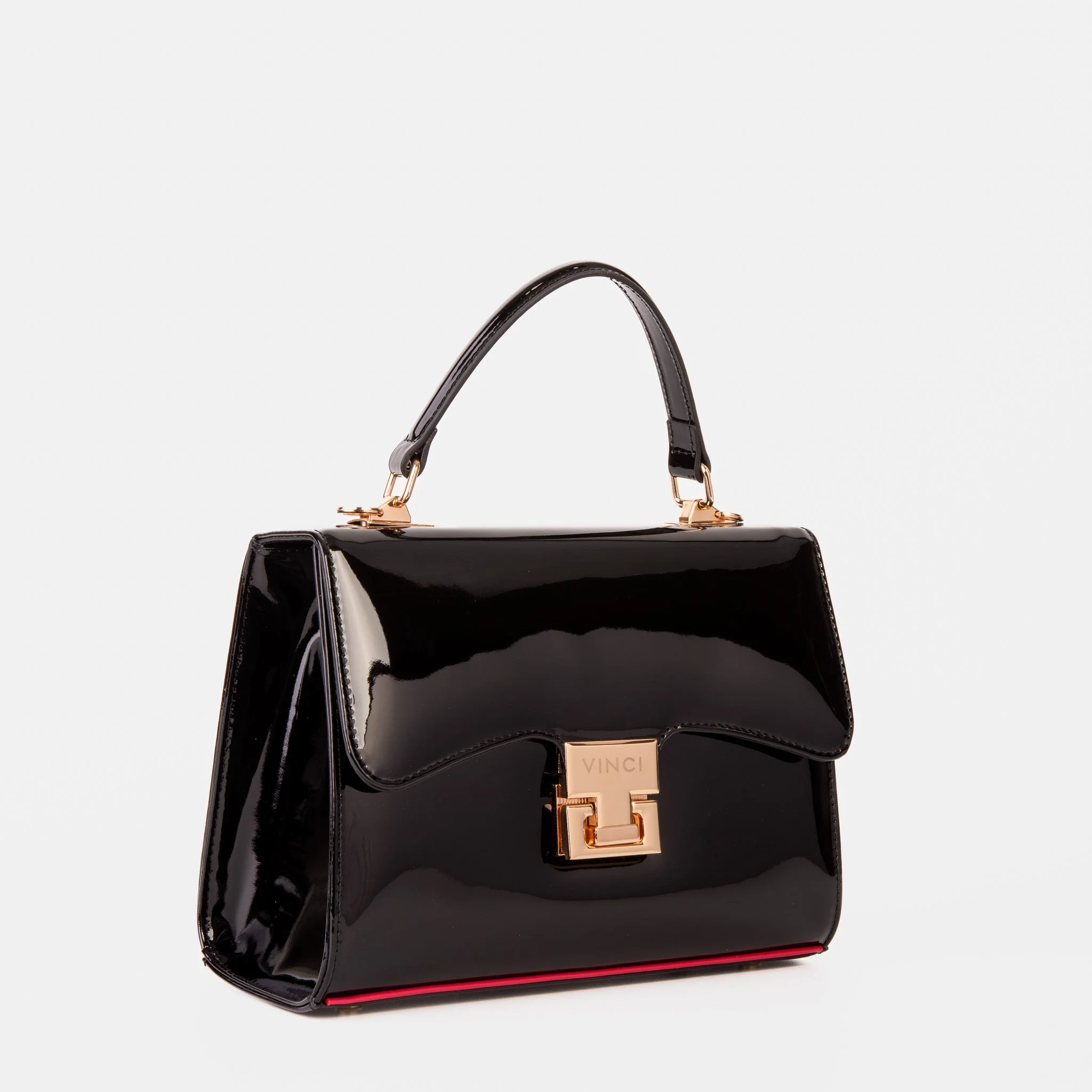 The Ege Black Patent Leather Handbag - Image 3