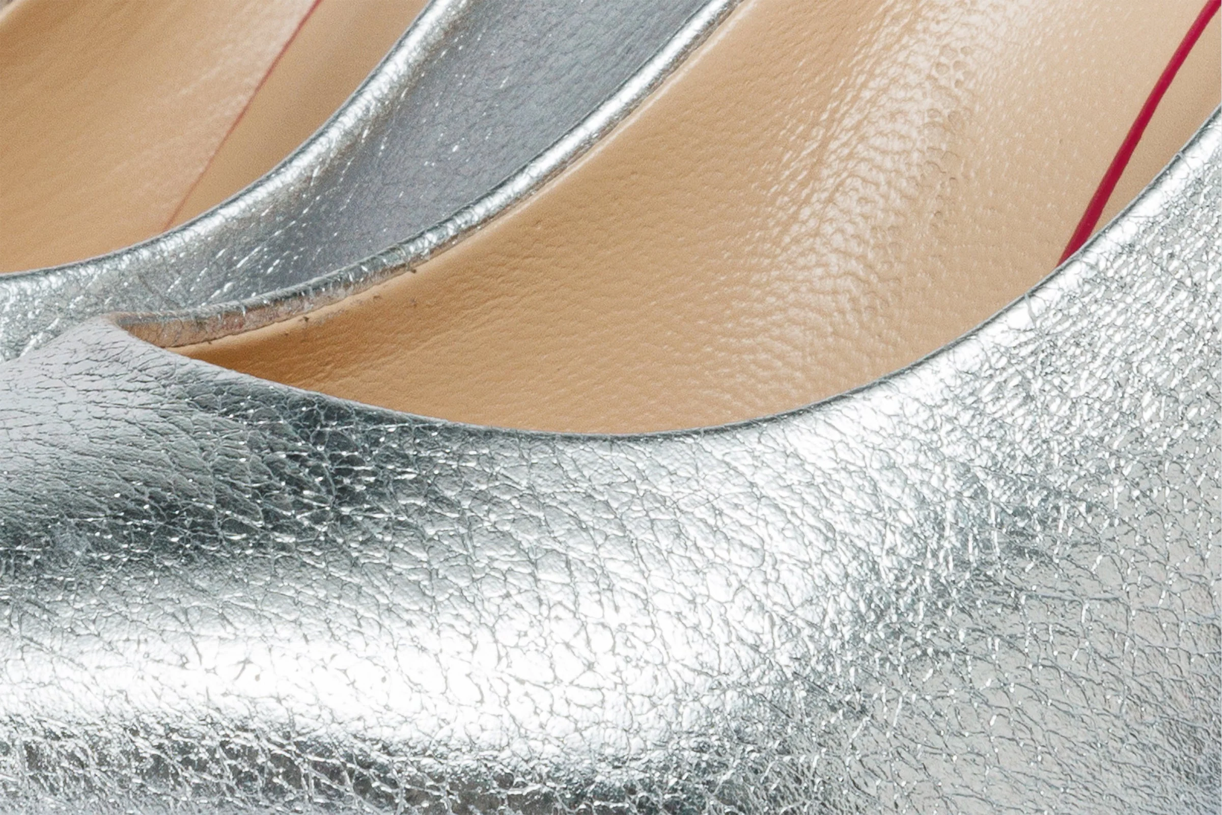 The Ege Silver Leather Pump Fuchsia Sole Women Shoe - Image 4
