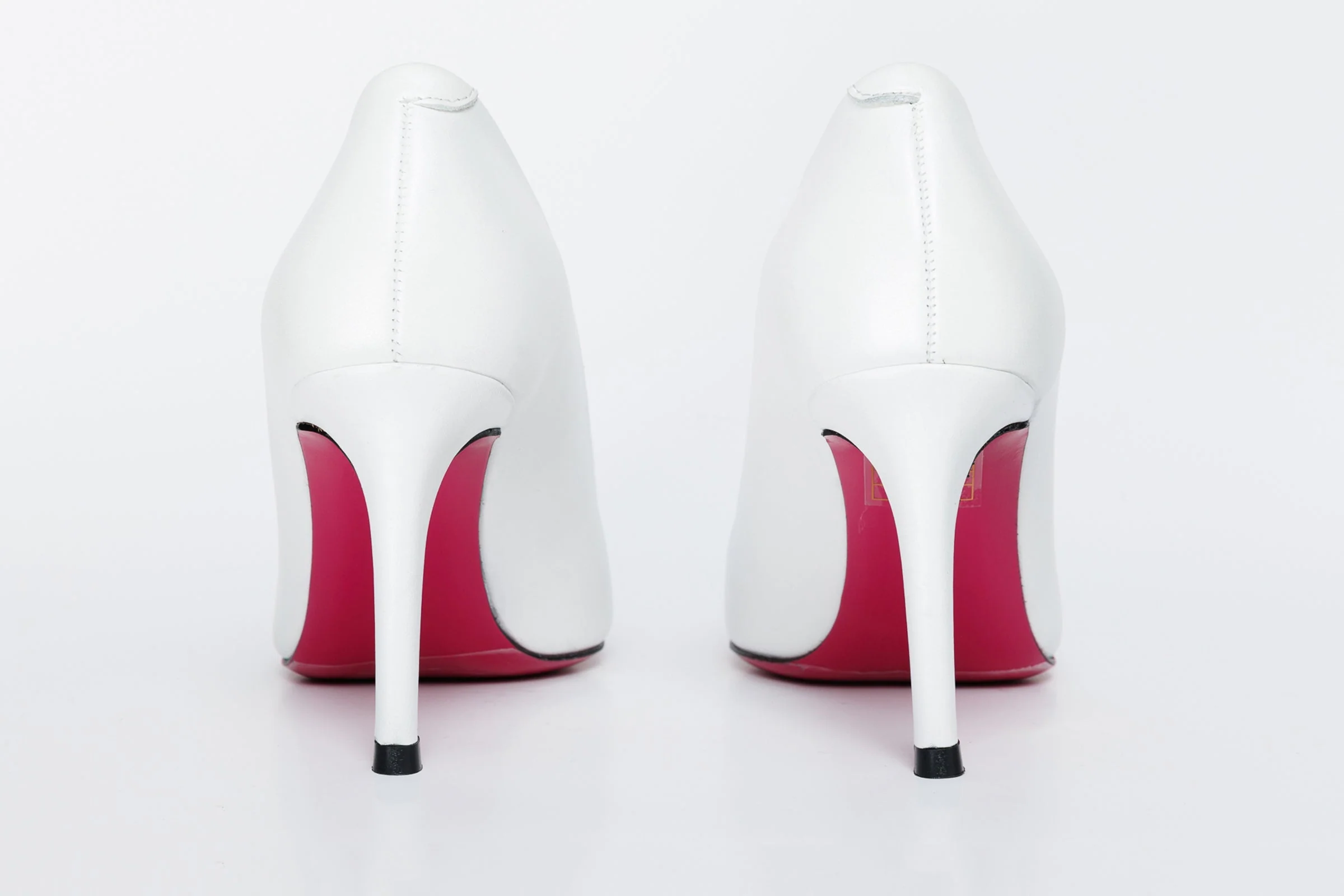 The Ege White Leather Pump Fuchsia Sole Women Shoe - Image 3