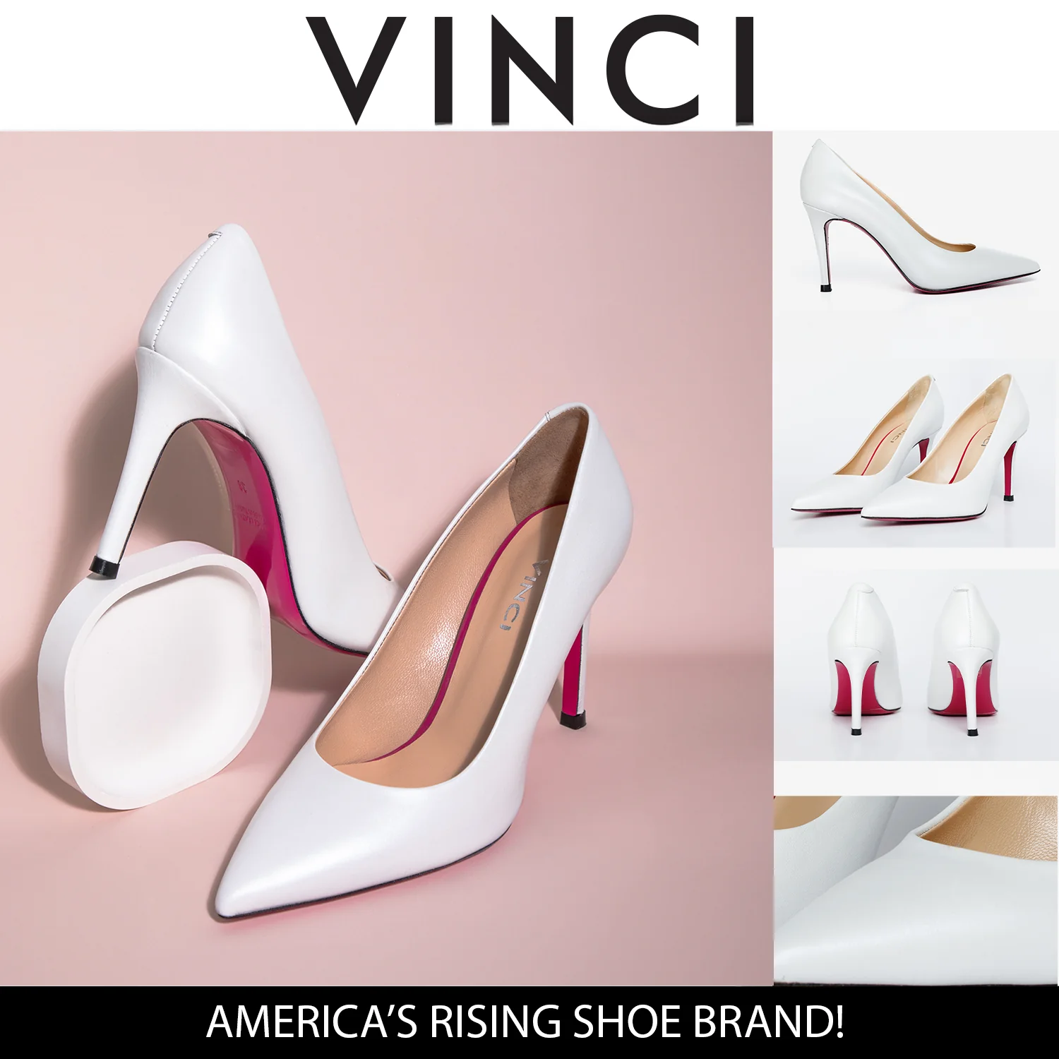 The Ege White Leather Pump Fuchsia Sole Women Shoe - Image 5