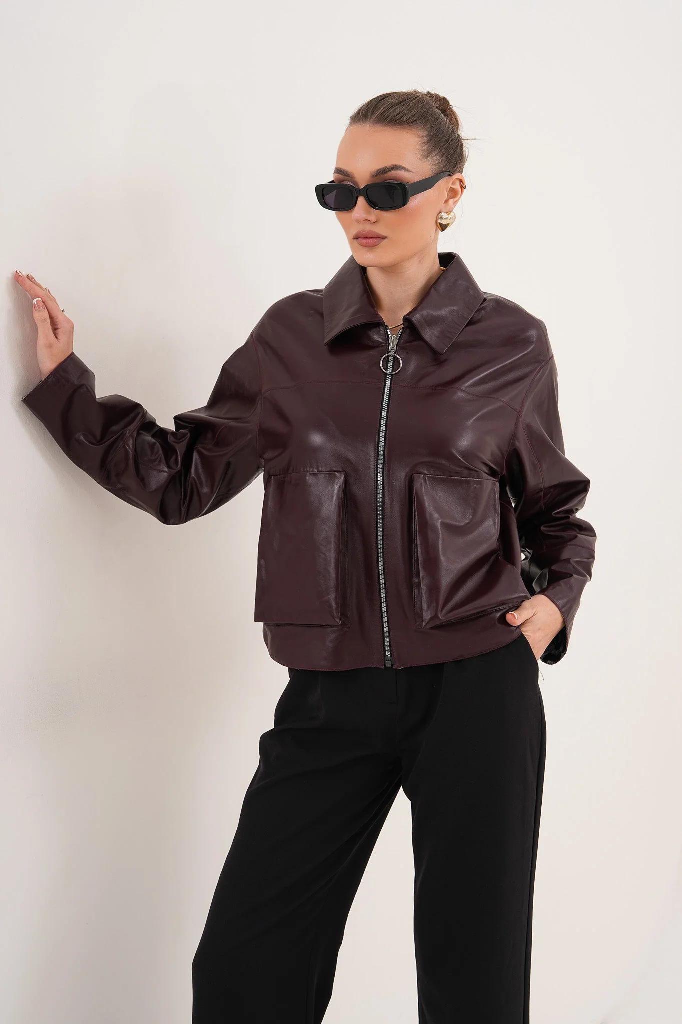 The Elvoria Reversible Burgundy Leather Jacket - Image 7