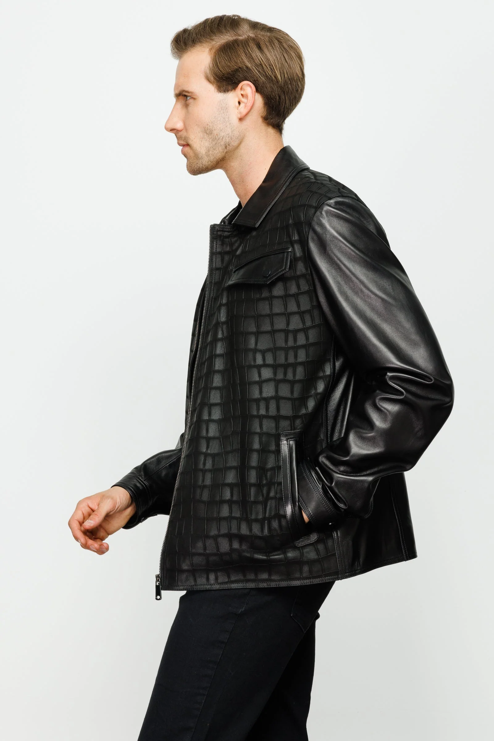 The Emerson Black Leather Men Jacket - Image 2