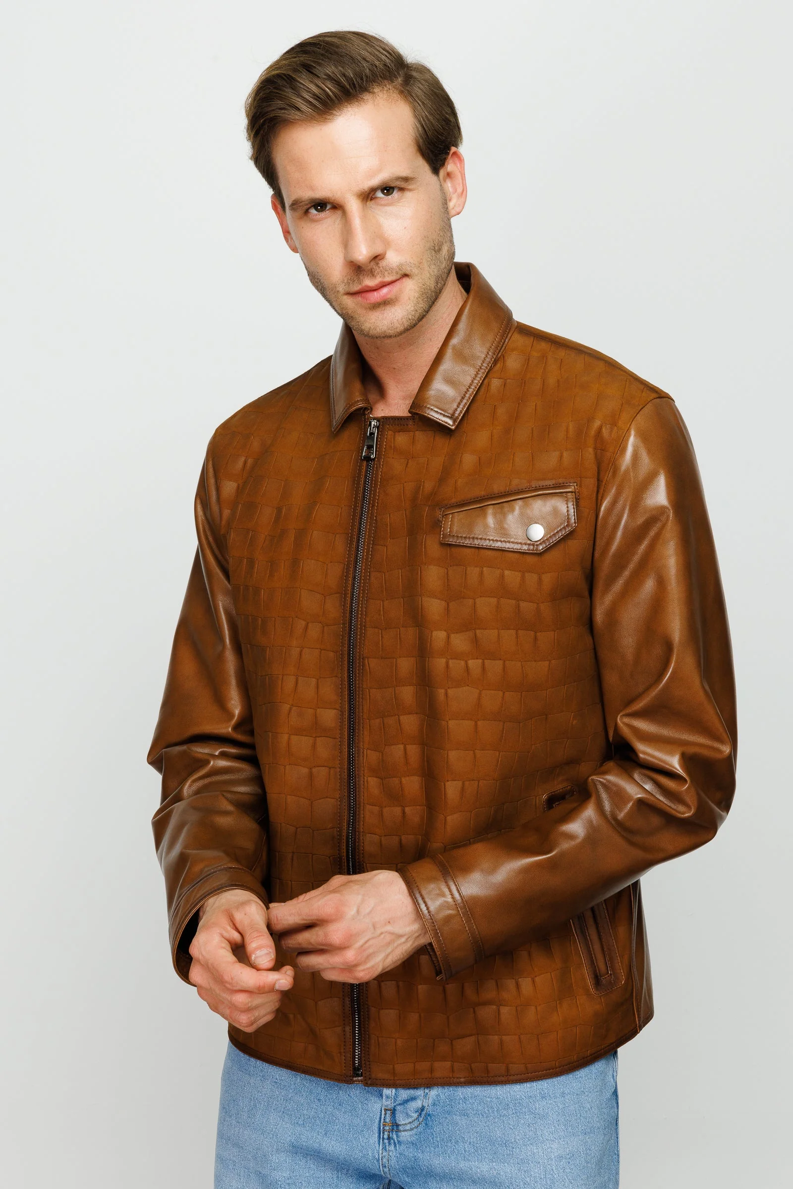 The Emerson Tan Leather Men Jacket - Image 2