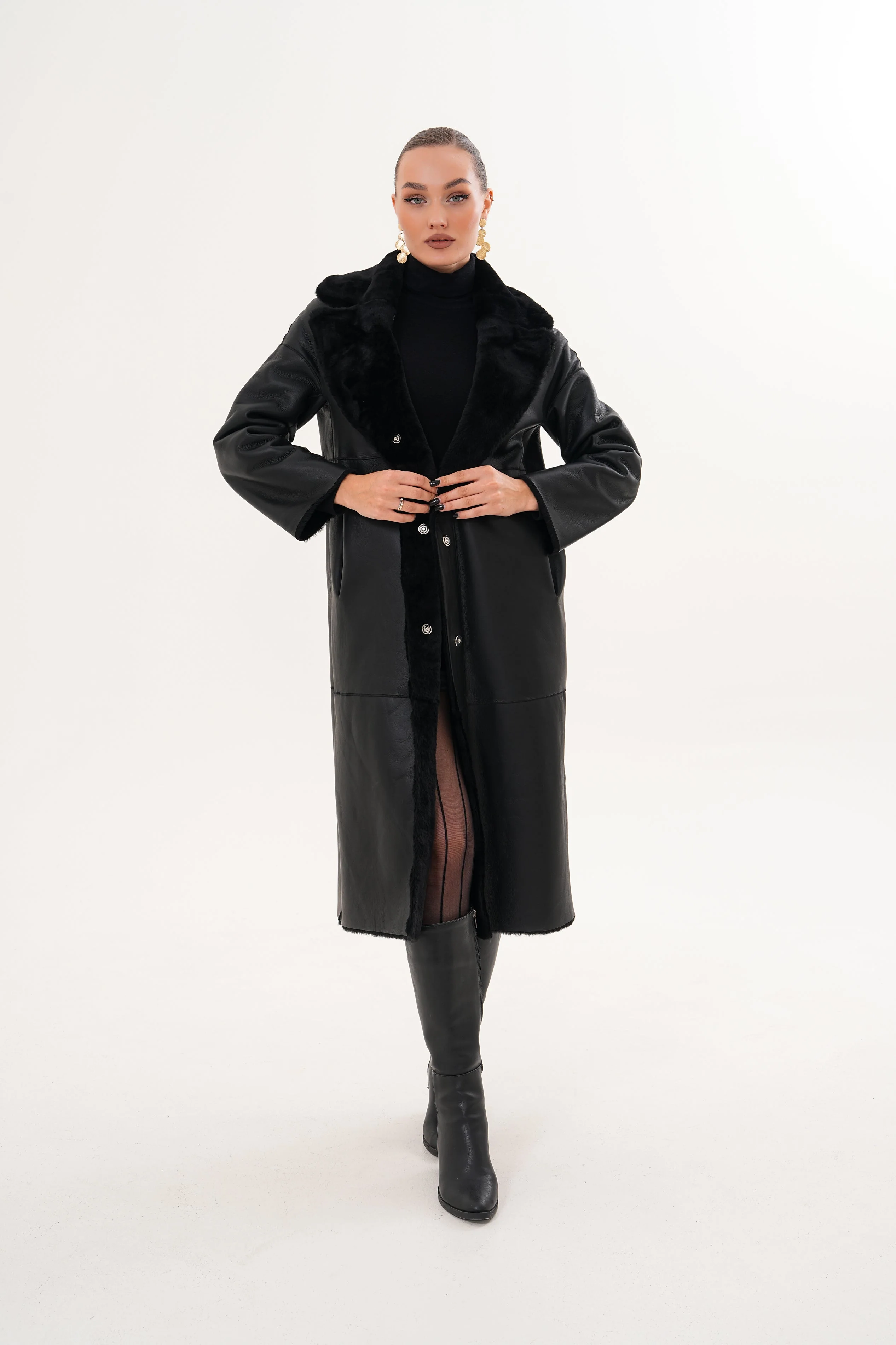 The Emilia Reversible Shearling Leather Women Jacket - Image 3
