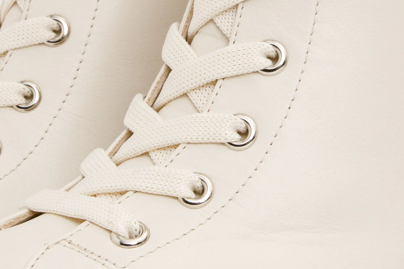 The Estrada Cream Leather Lace-Up Platform Heel Mid Calf Women Boot - Image 3
