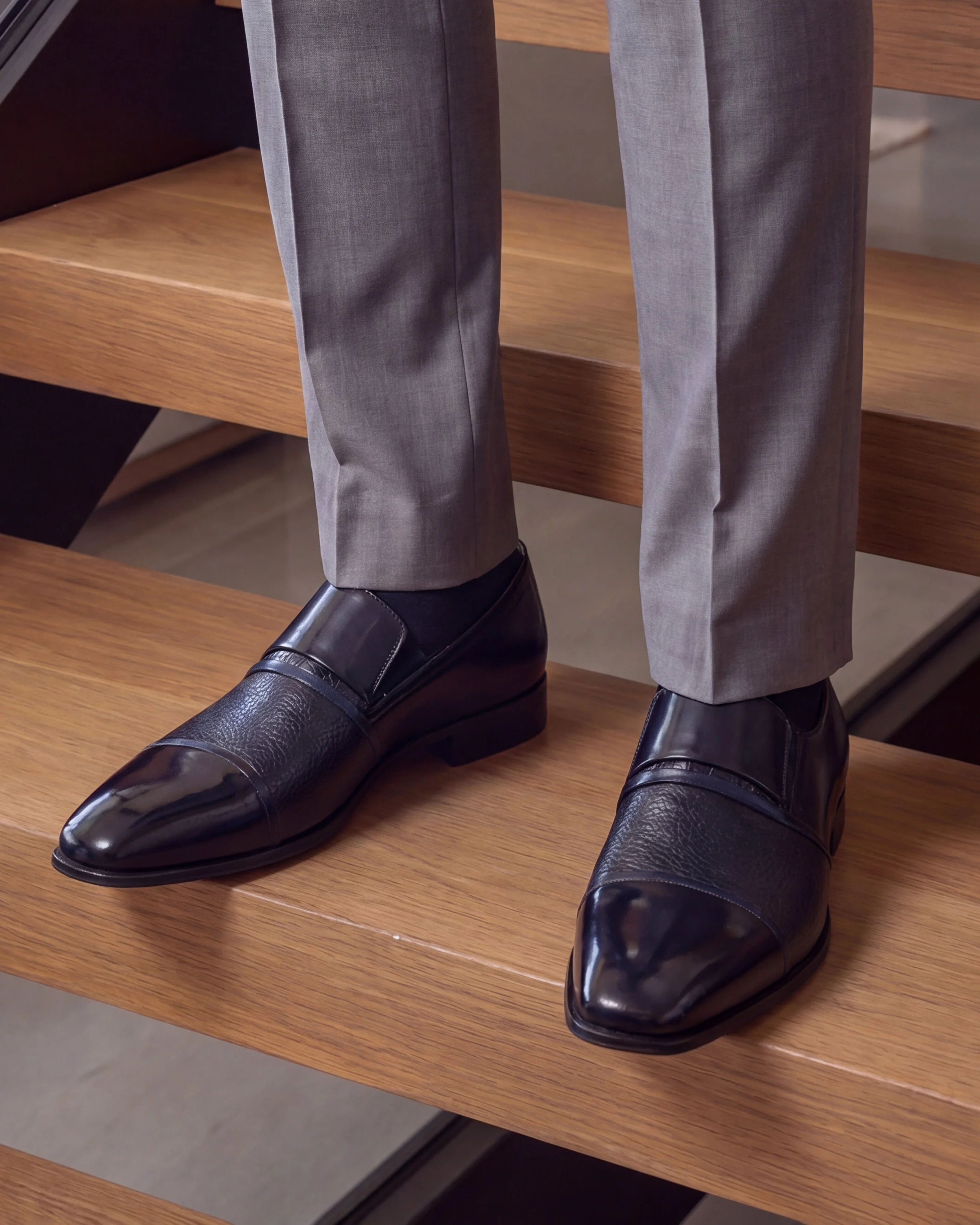 The Everest Navy Leather Cap Toe Dress Loafer Men Shoe - Image 16