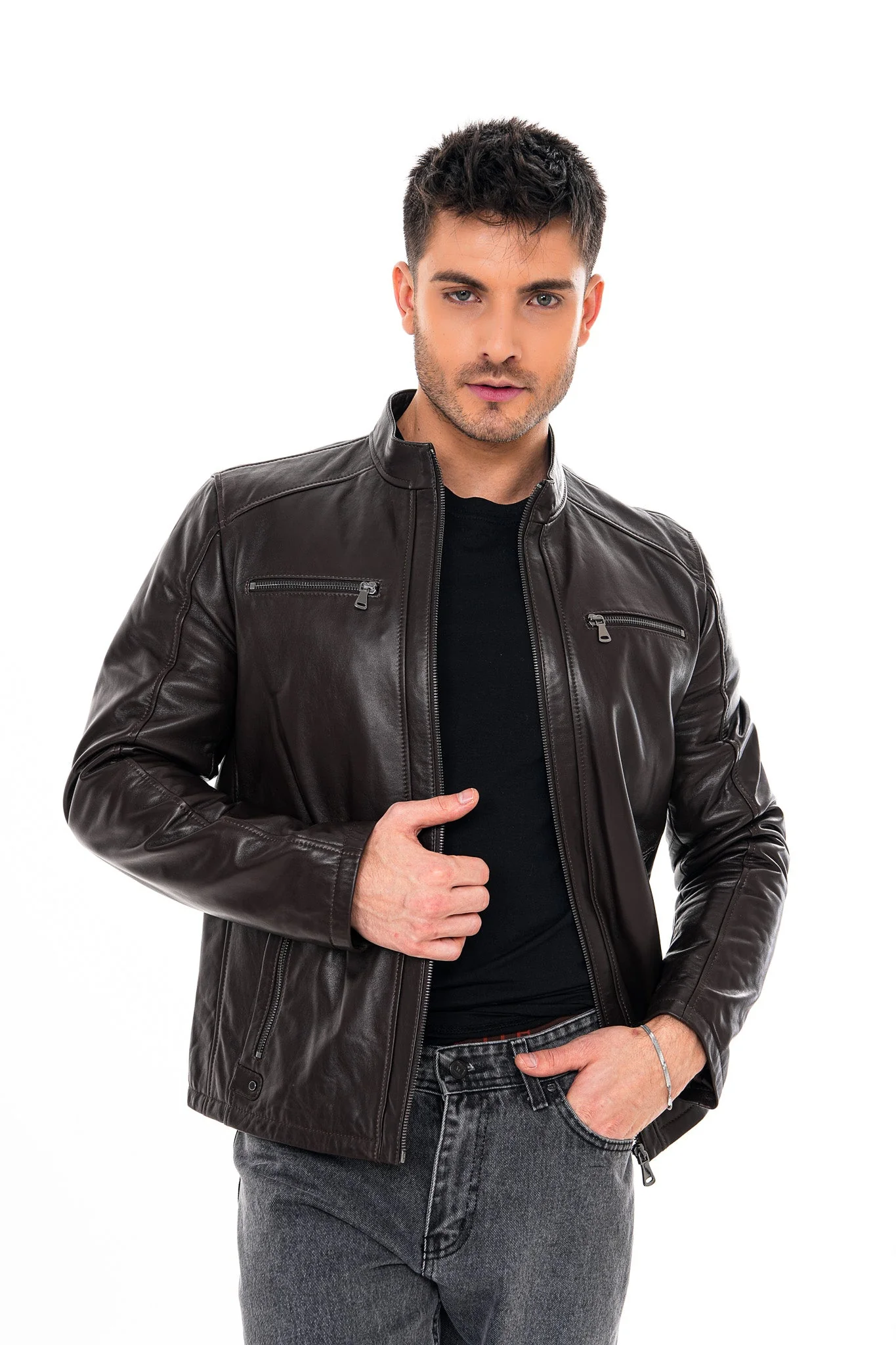 The Falcon Dark Brown Smooth Leather Jacket - Image 6