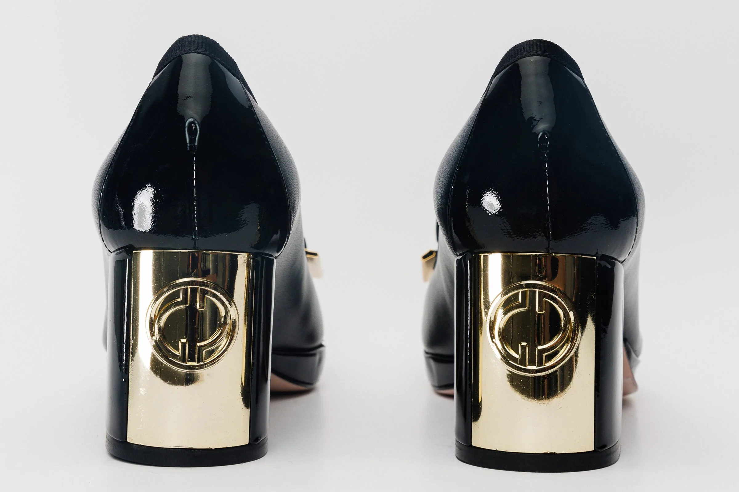 The Fano Black Leather Cap Toe Block Heel Pump Women Shoe - Image 4