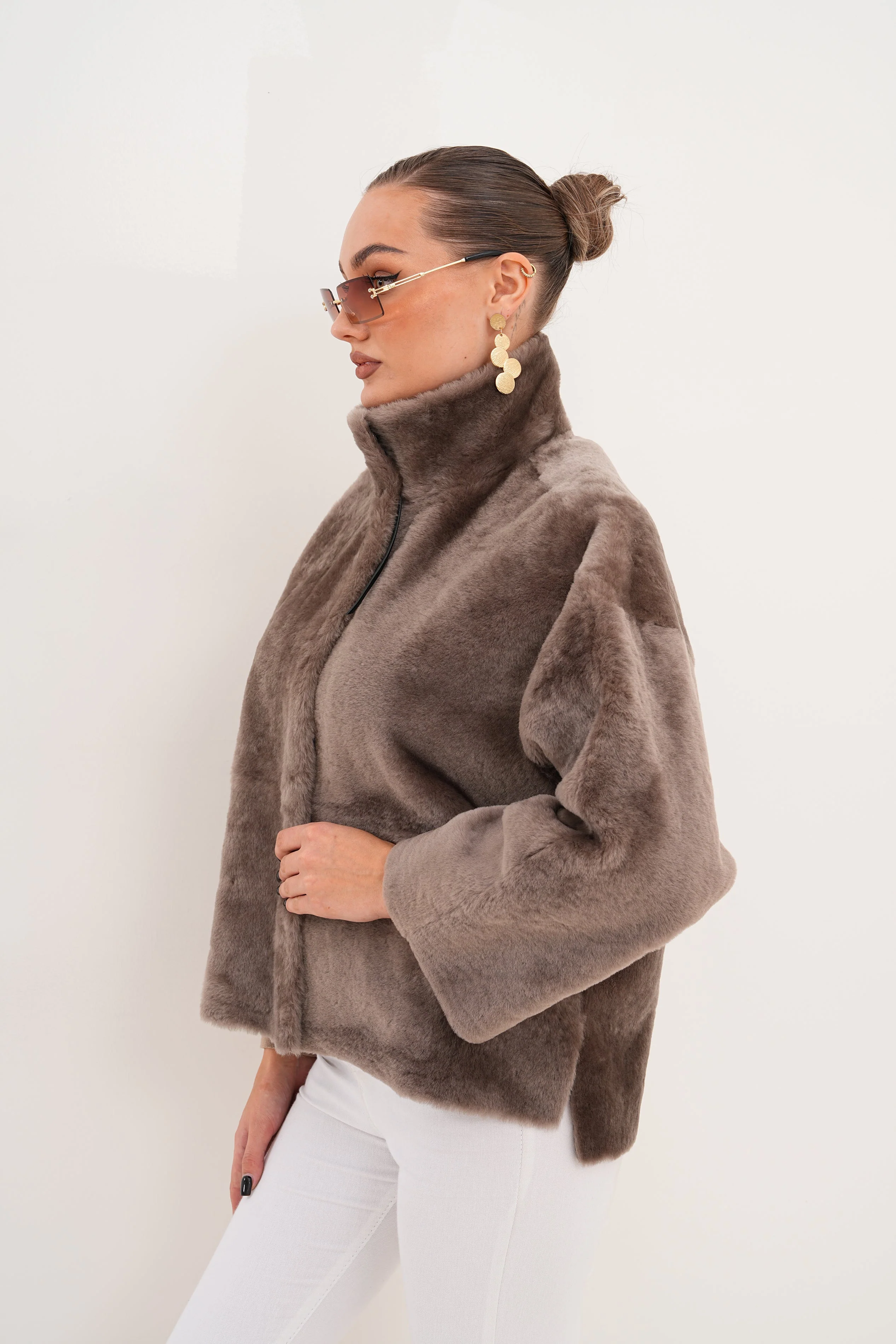 The Geneva Reversible Shearling Leather Women Jacket - Image 17