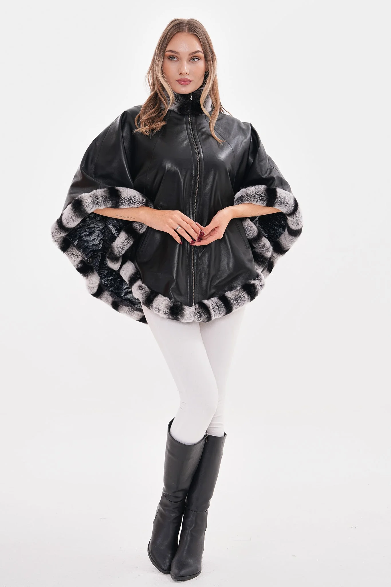 The Glacier Black Reversible Leather Women Jacket - Image 7