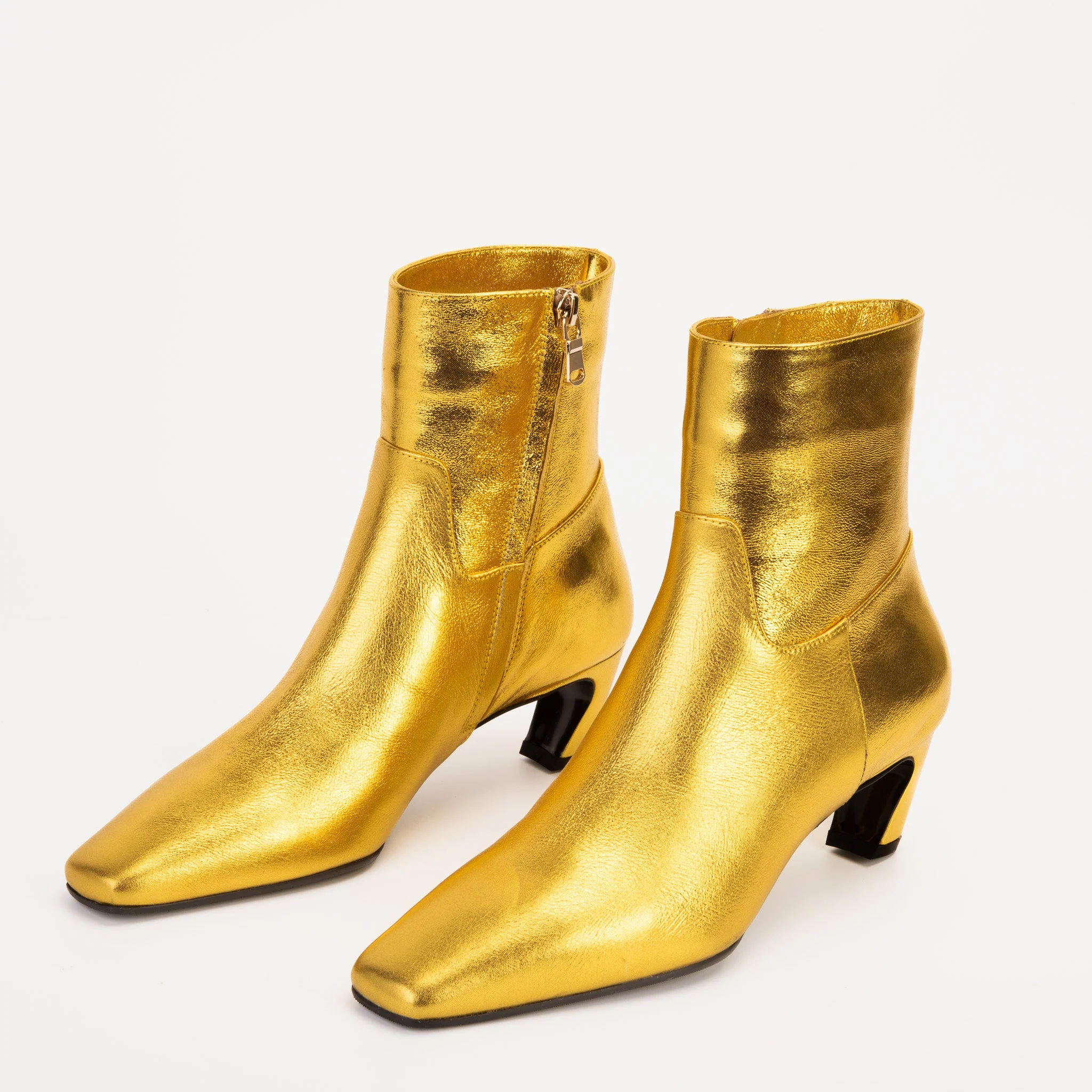 The Golden Glow Gold Leather Kitten Heel Women Boot - Image 9
