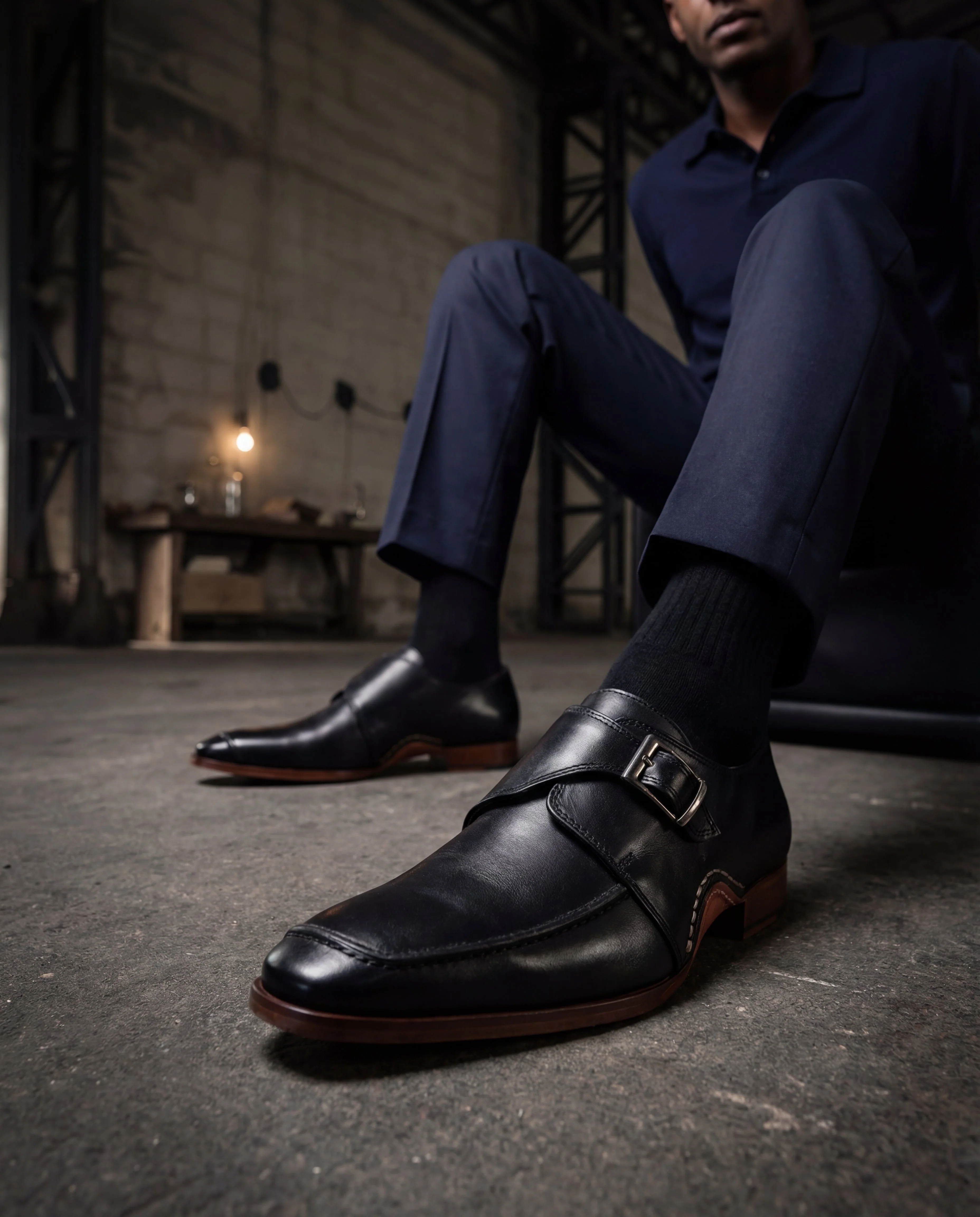 The Hagrid Black Single Monk Strap Handmade Men Shoe - Image 9