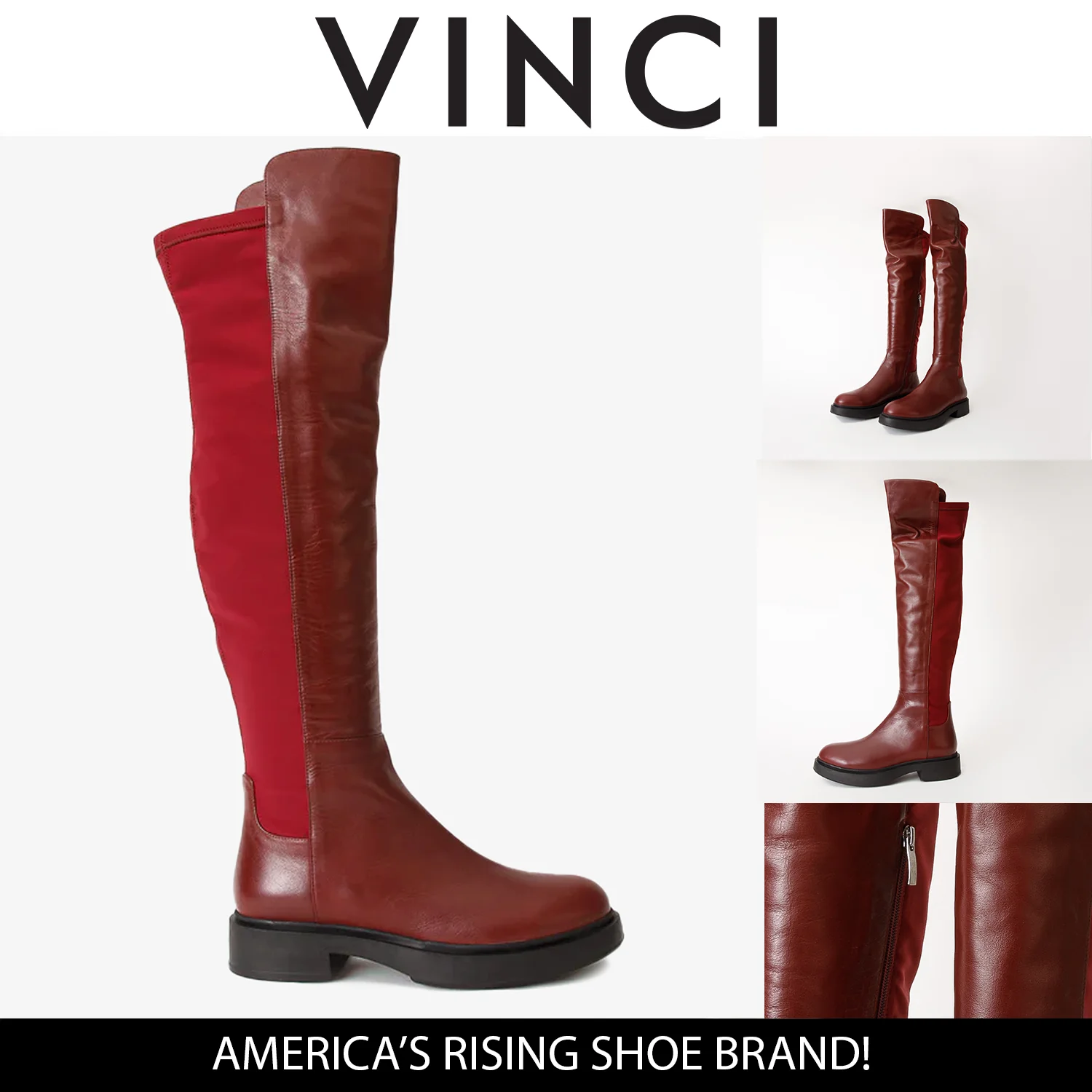 The  Harmony Belle Burgundy Leather Knee High Women Boot - Image 6