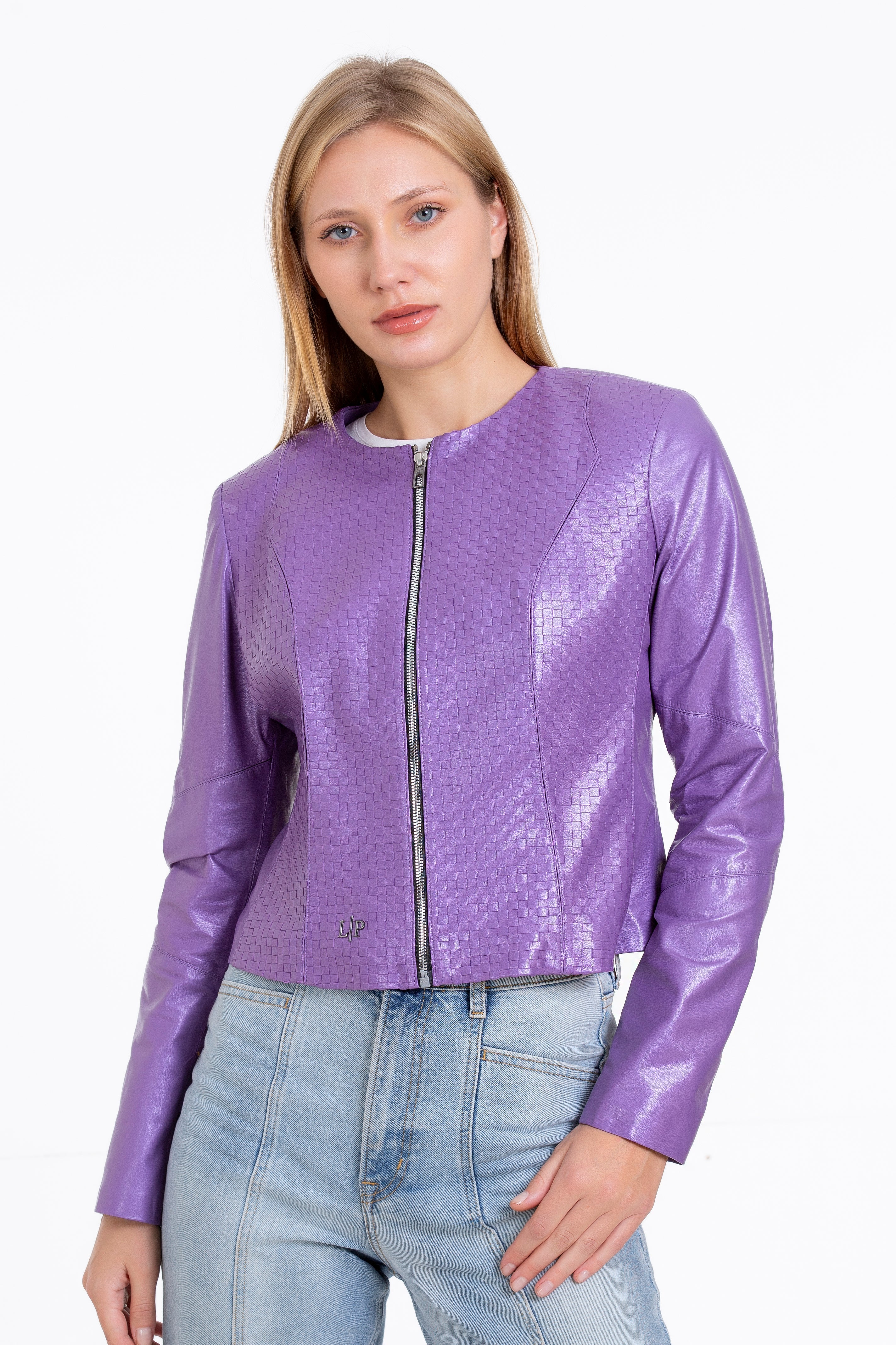 The Havnen  Lilac Leather Women Jacket - Image 5