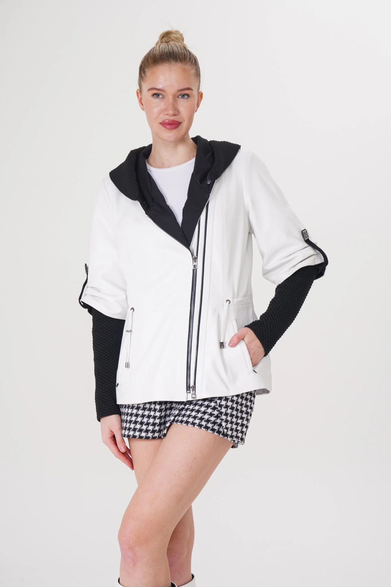 The Hudson White Leather Women Jacket - Image 11