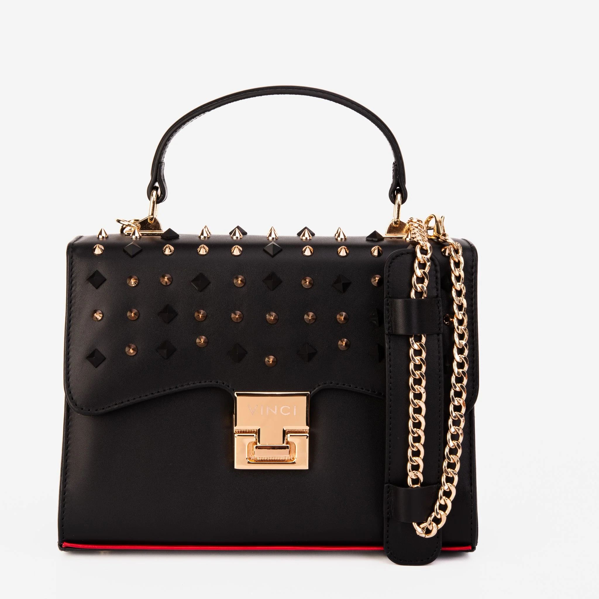 The Infanta Black Spike Leather Handbag - Image 4