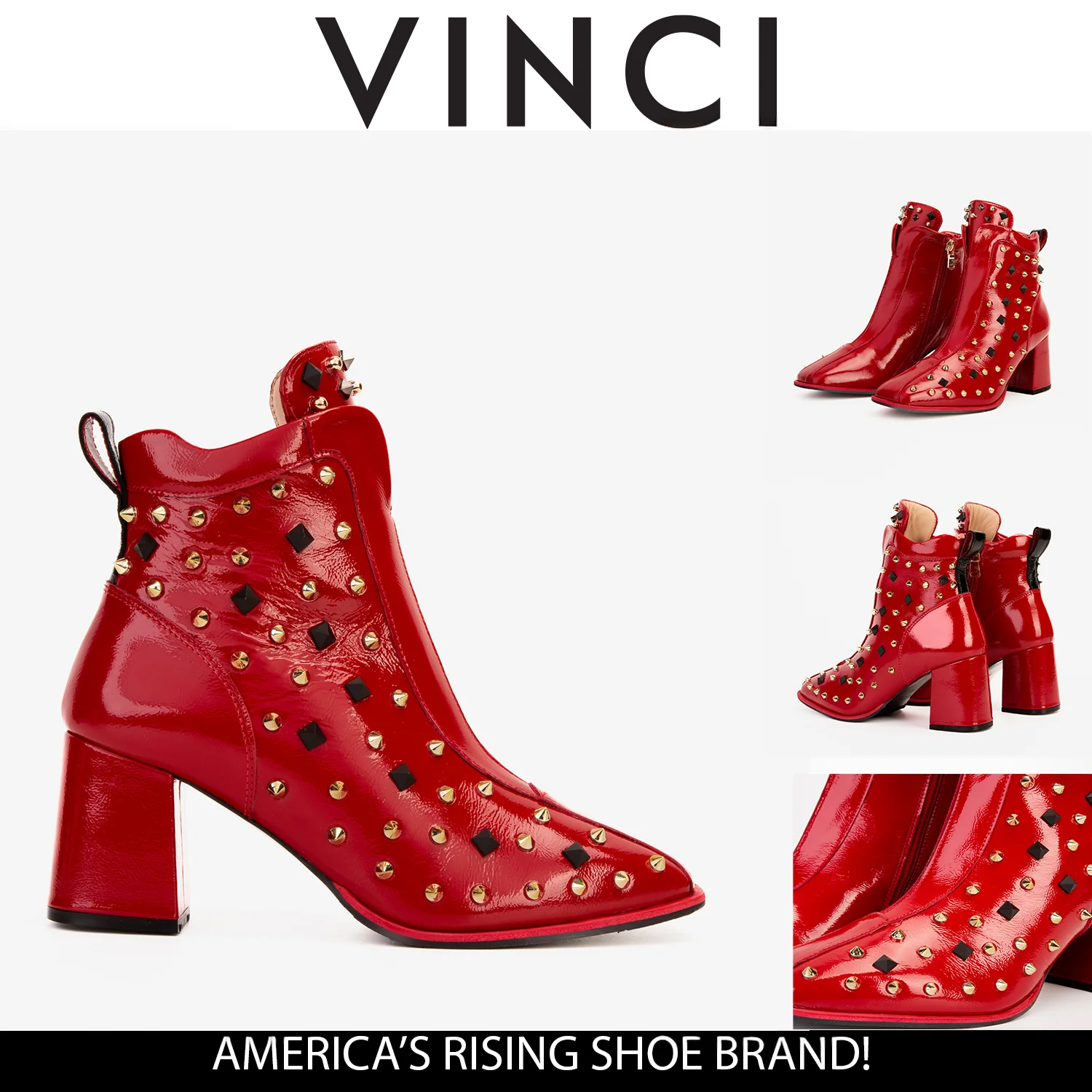 The Infanta Red Leather Block Heel Women Boot - Image 9