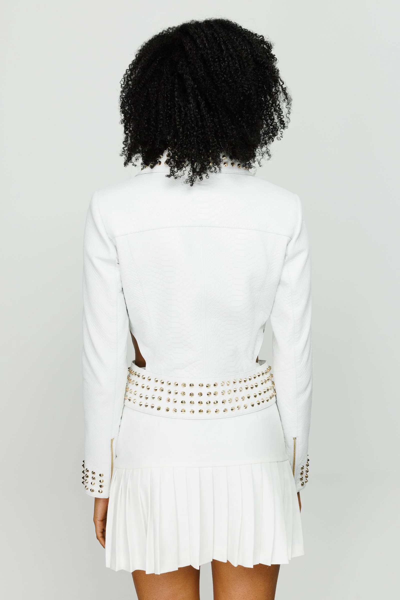 The Infanta White Leather Women Jacket - Image 13