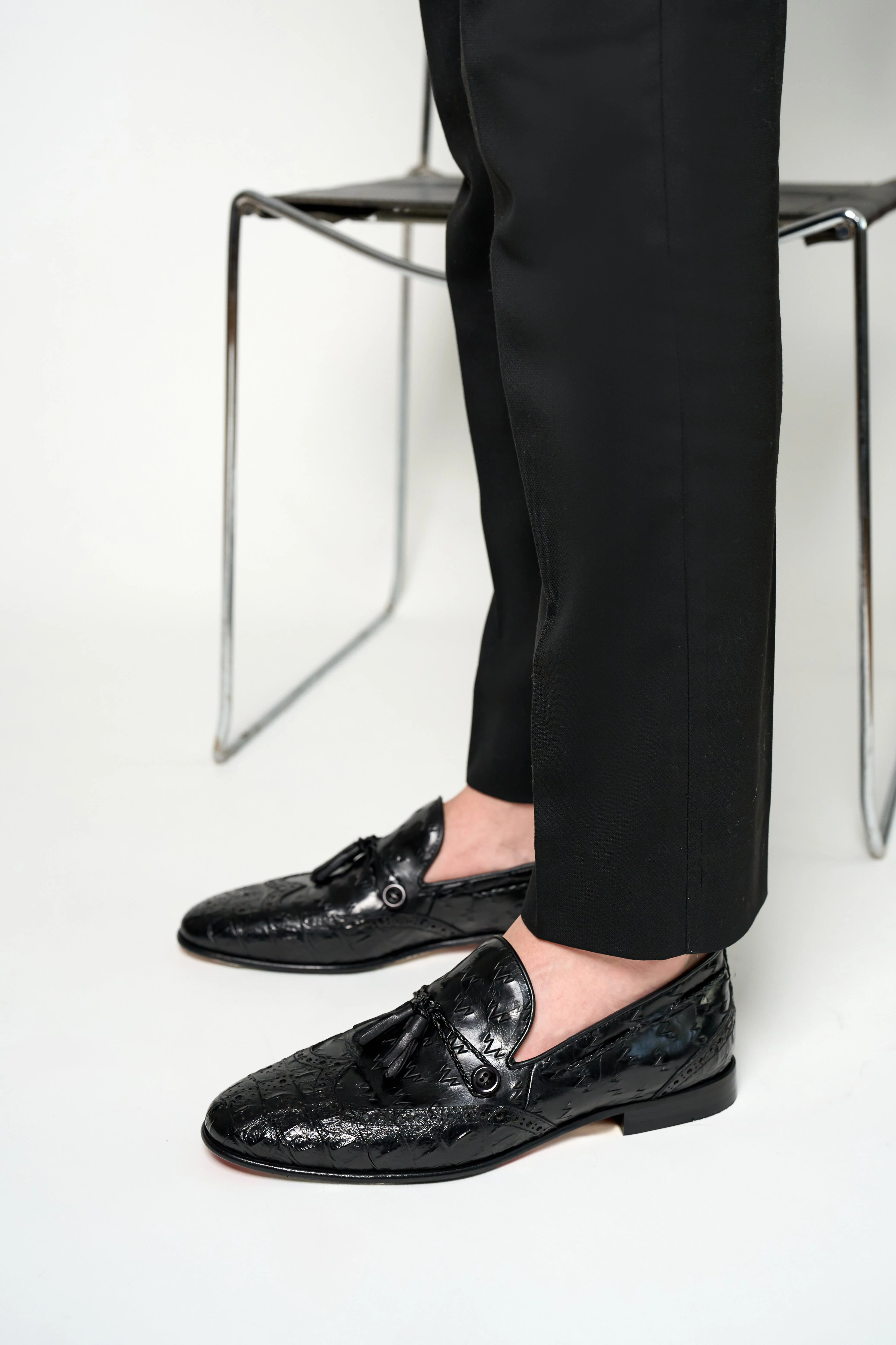 The Istanbul Black Leather Tassel Loafer Men Shoe - Image 12