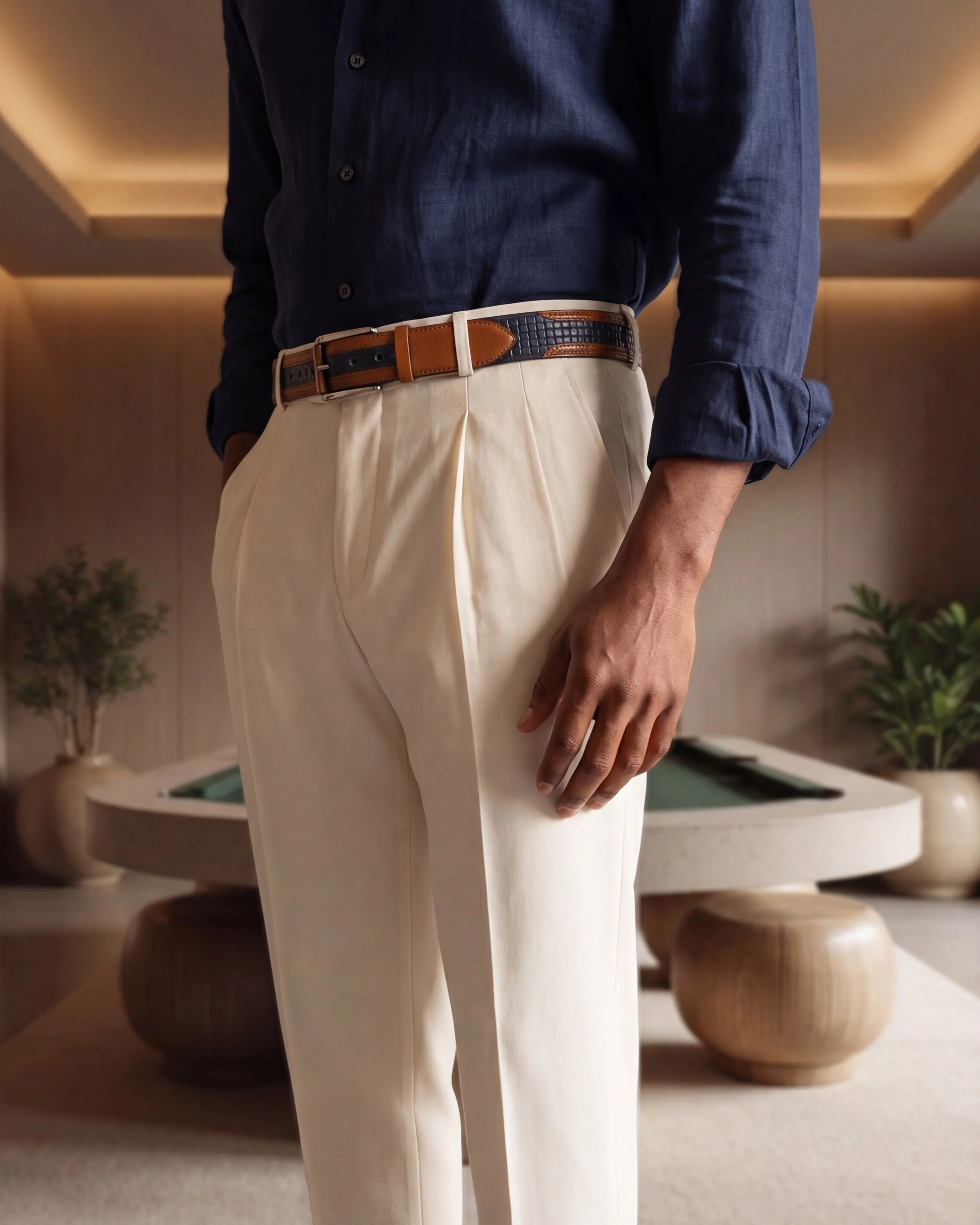 The Istanbul Tan & Navy Blue Leather Tassel Loafer Men Shoe - Image 17