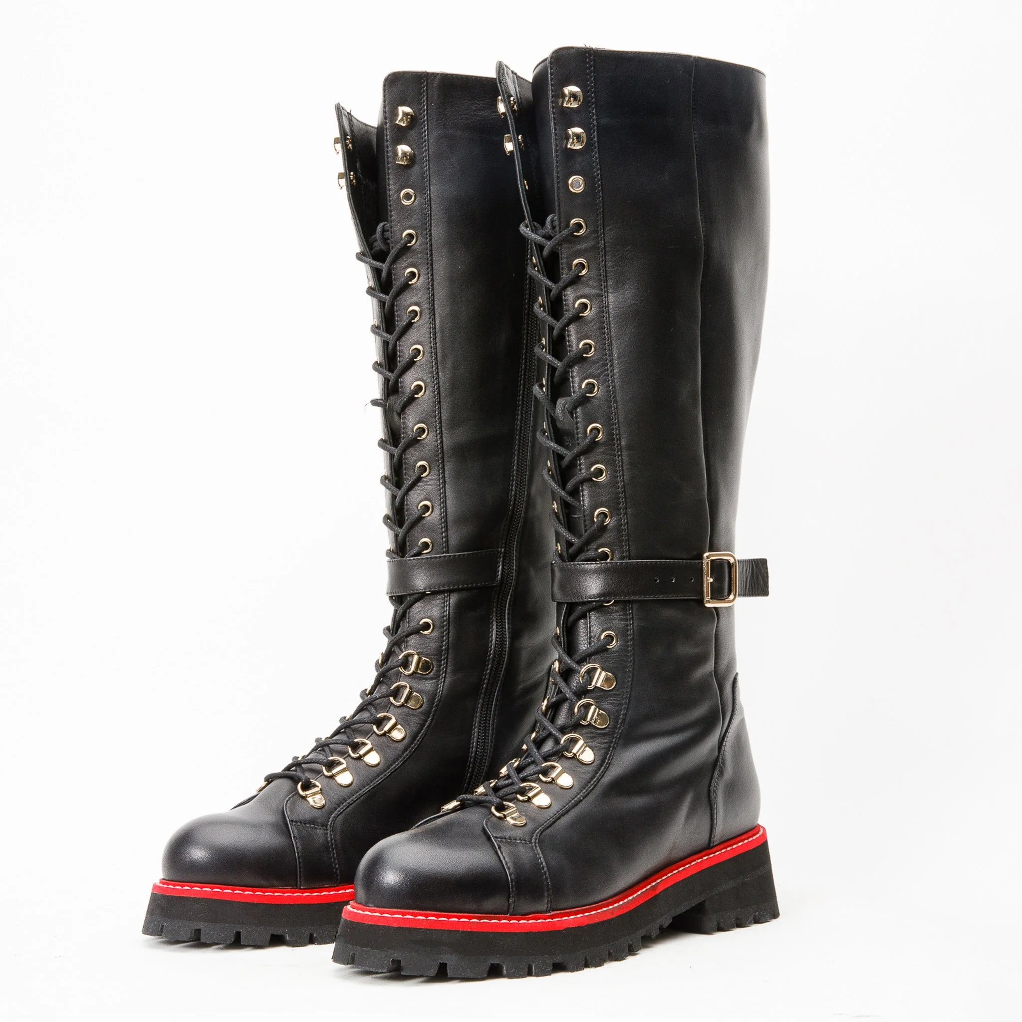 The Istinye Black Leather Knee High Lace-Up Women Boot Limited Edition - Image 3