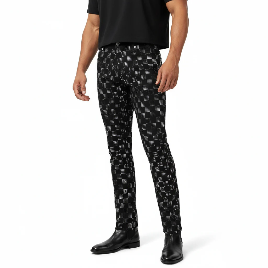 Dazzle Check Denim Pant BLACK/SILVER - Image 2