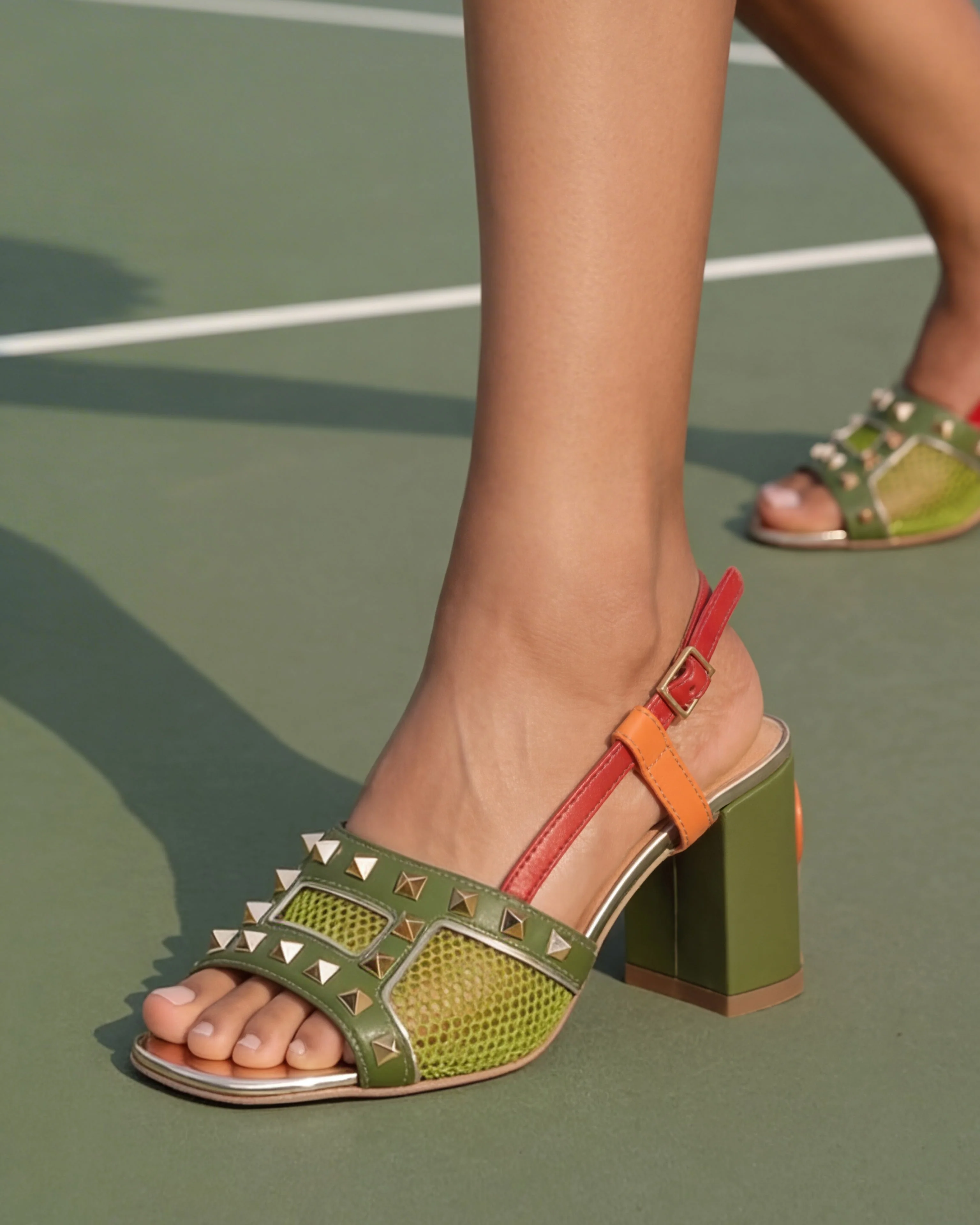 The Linea Green Leather Women Slingback Sandal - Image 11