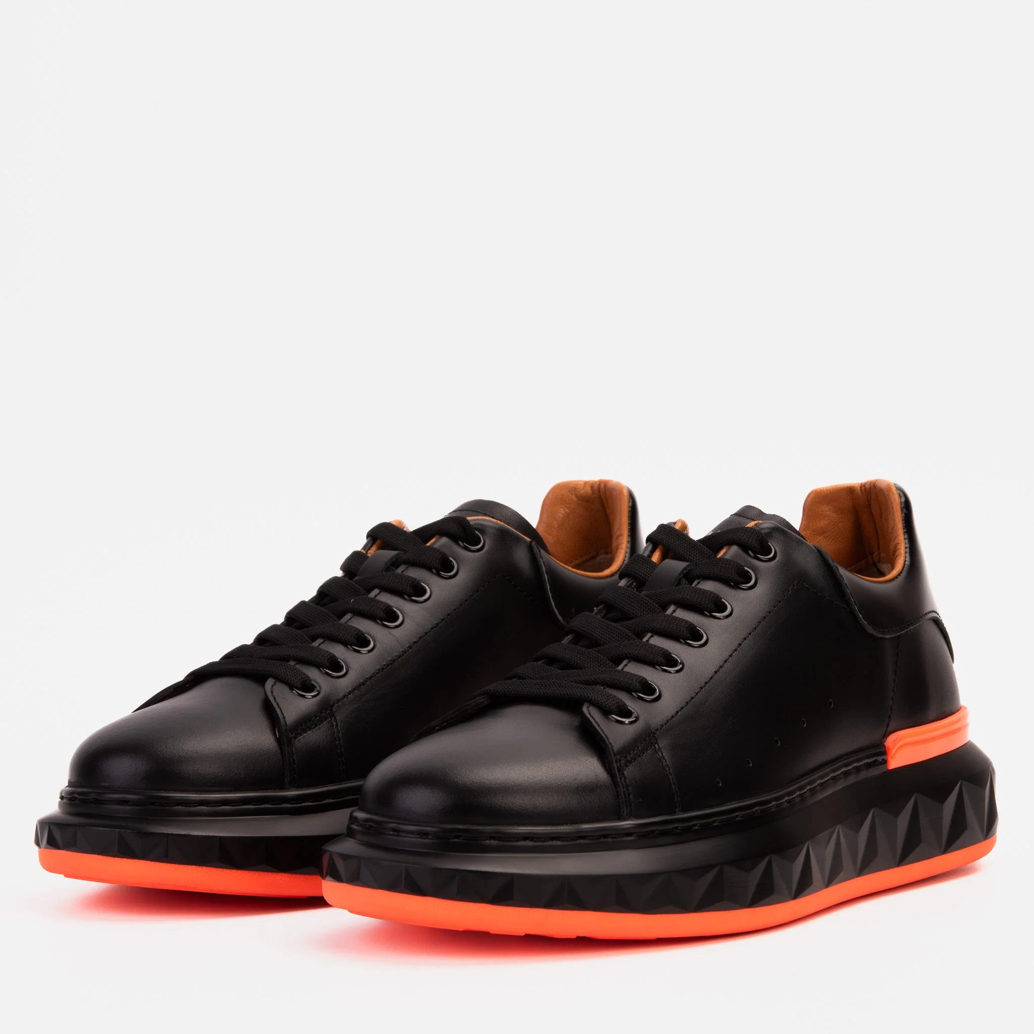 The Linq  Black & Orange Leather Men Sneaker - Image 2