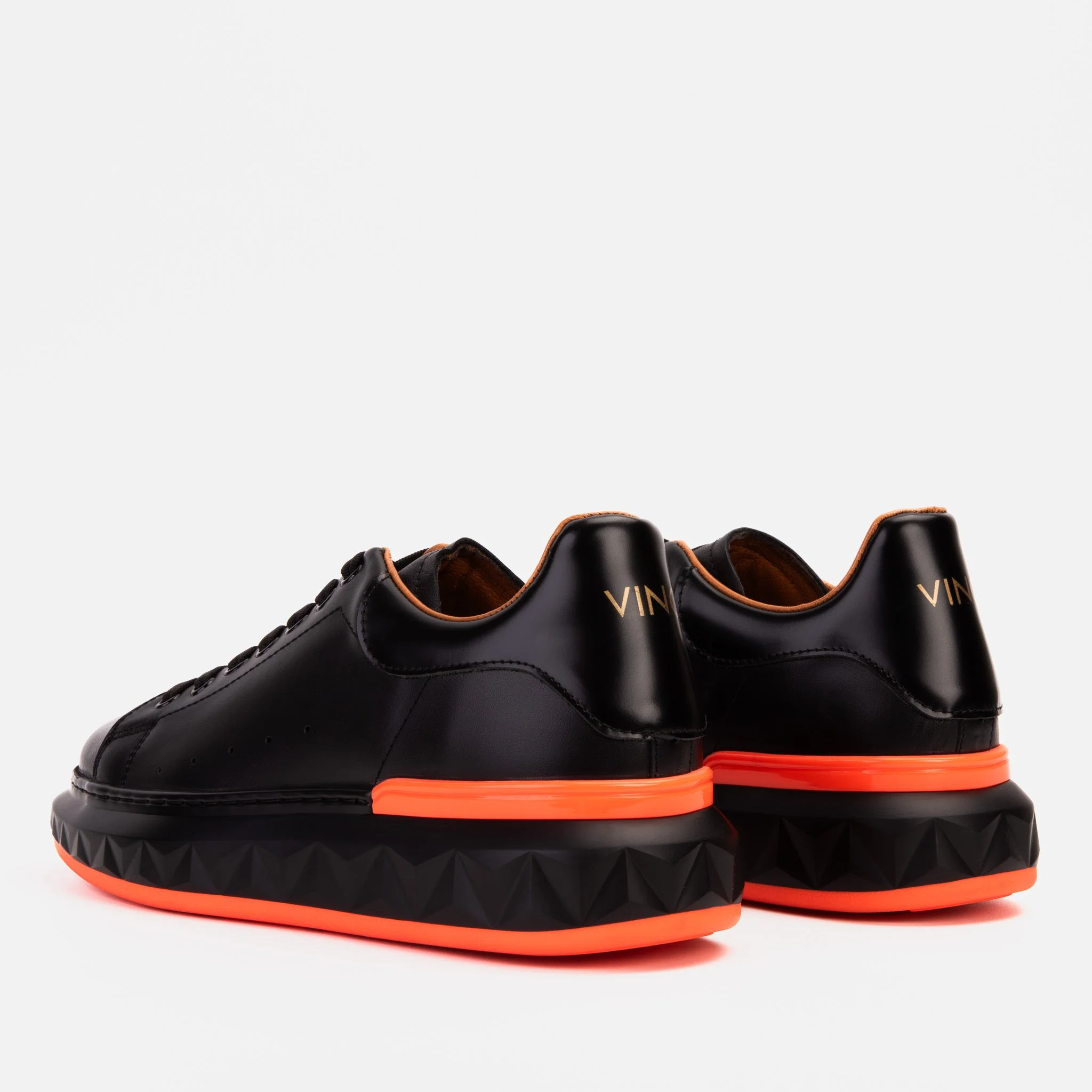 The Linq  Black & Orange Leather Men Sneaker - Image 6