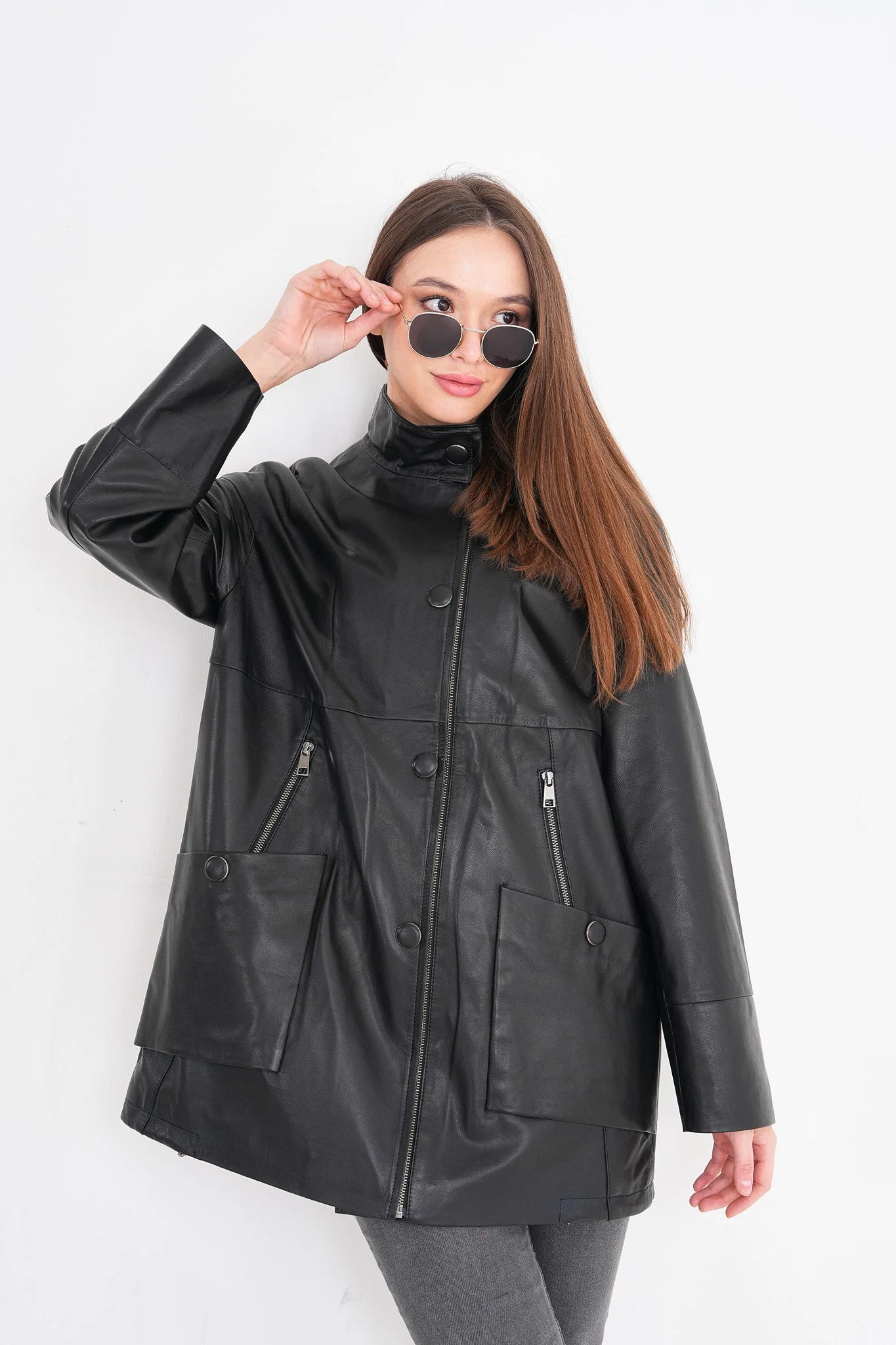 The Lioara Black Leather Women Jacket - Image 7